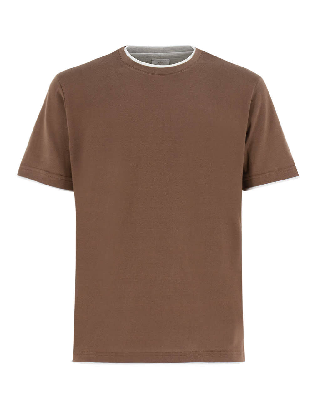 Eleventy T-shirt In Brown And Light Grey
