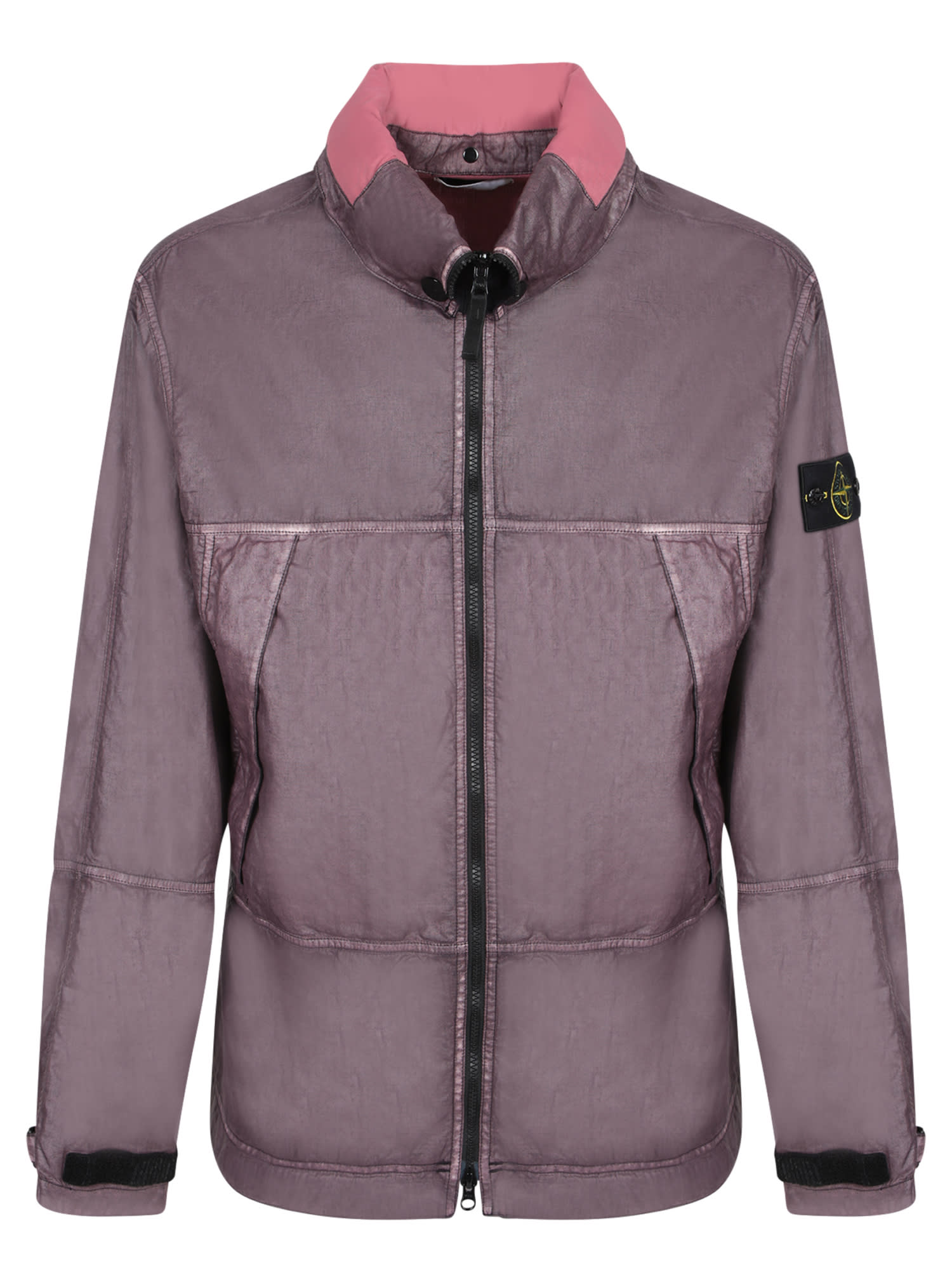 Stone Island Logo-patch Zipped Jacket In Purple