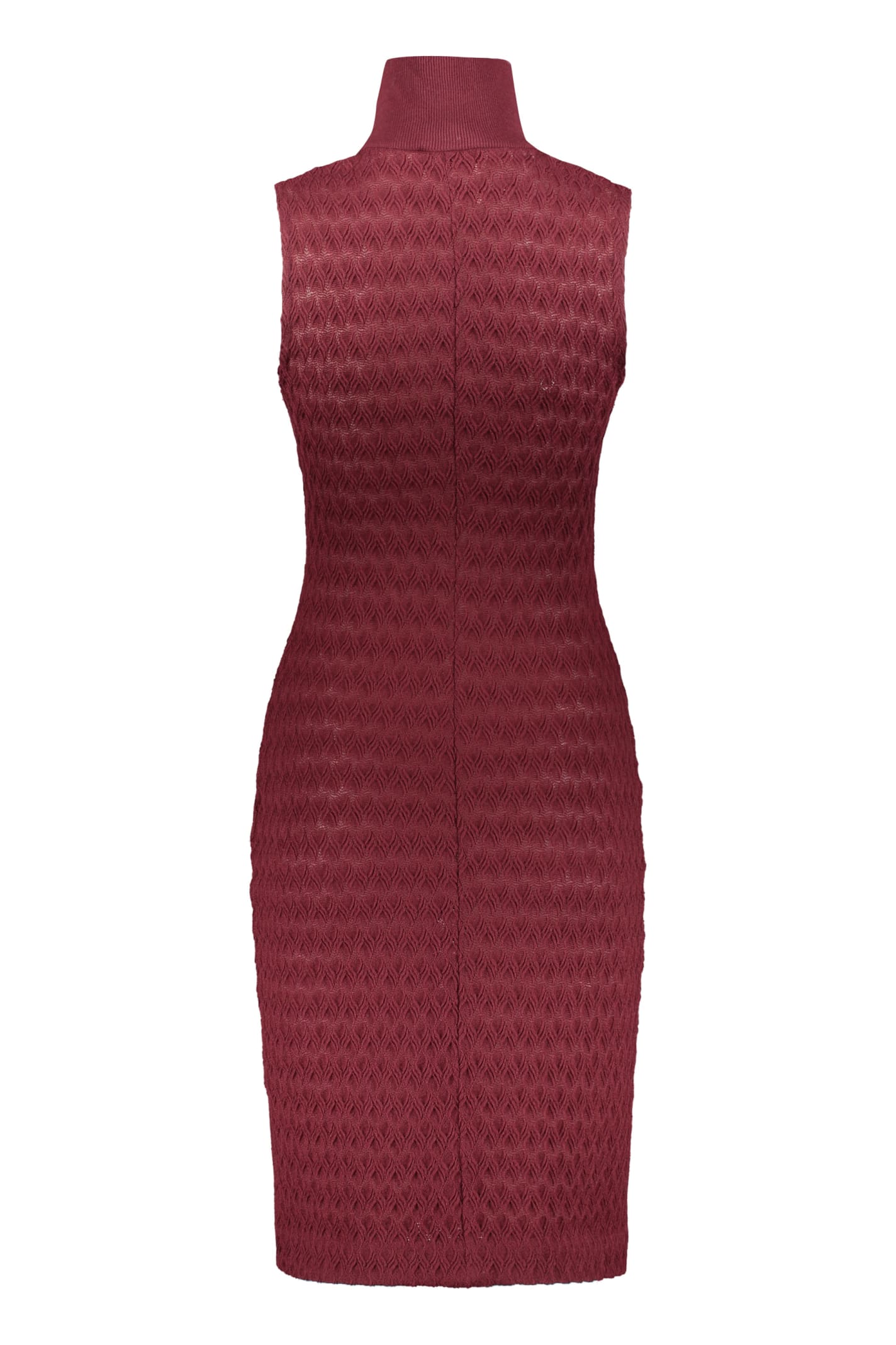 Shop Missoni Knitted Dress In Burgundy