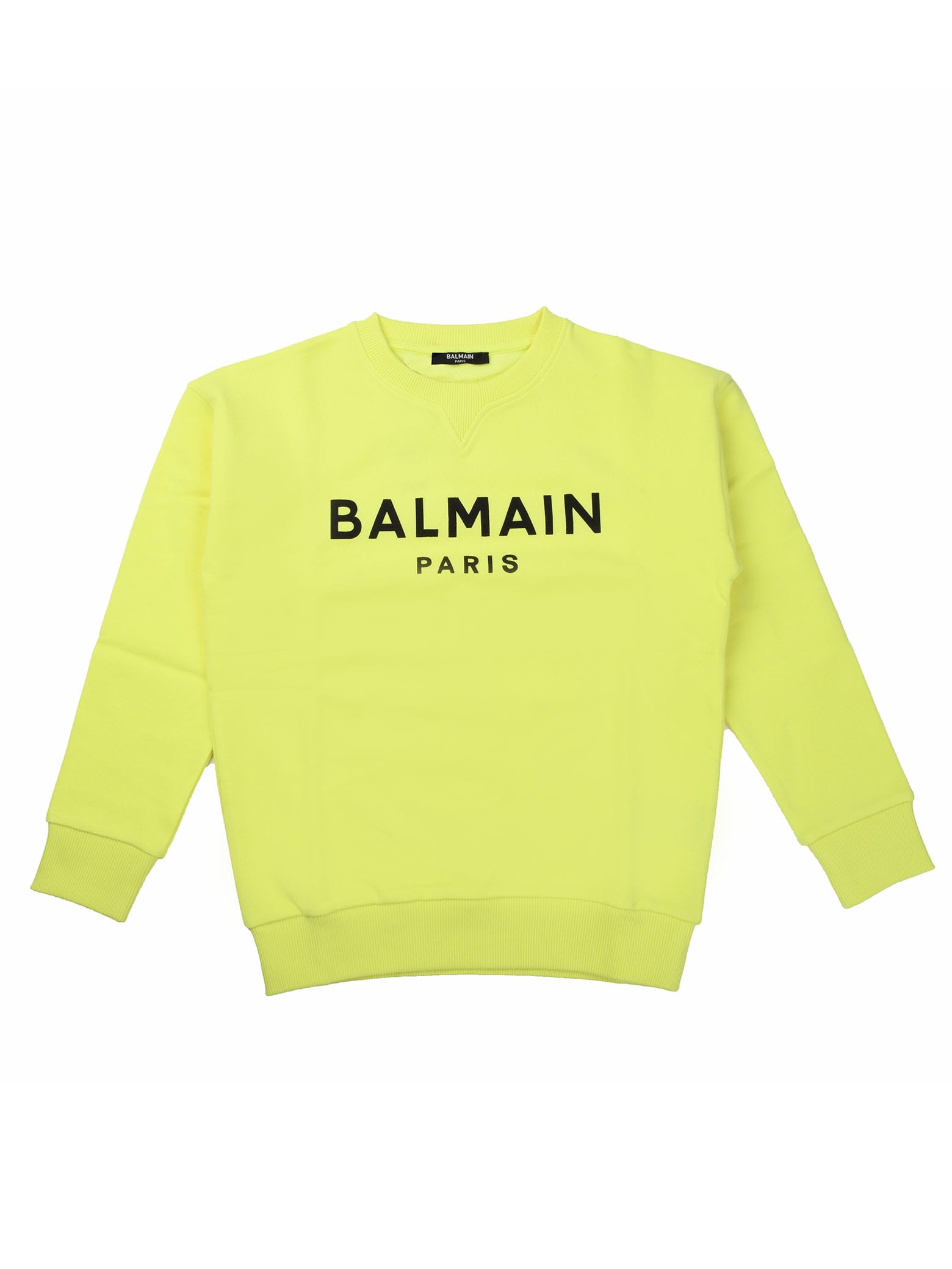 Fluo Yellow Sweatshirt With Balmain Logo