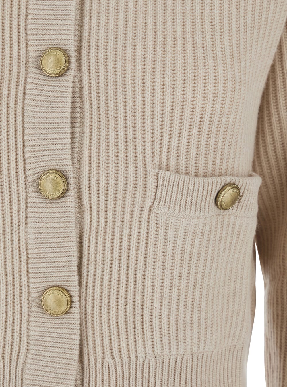 Brunello Cucinelli Crewneck Knitwear Cardigan Front Pockets In Neutral
