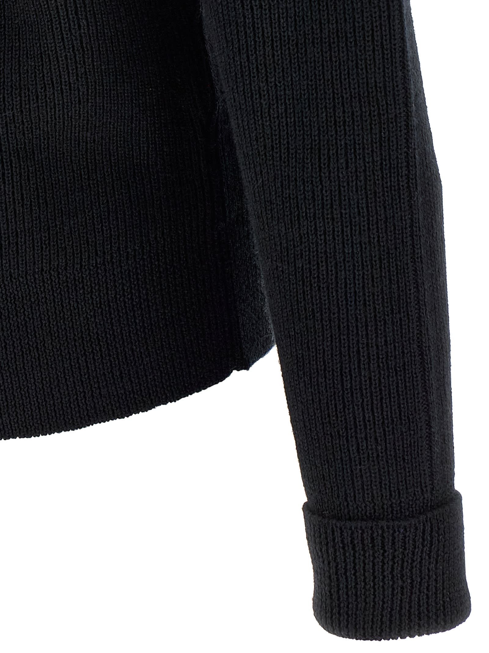 Lemaire Half Zip Sweater In Black