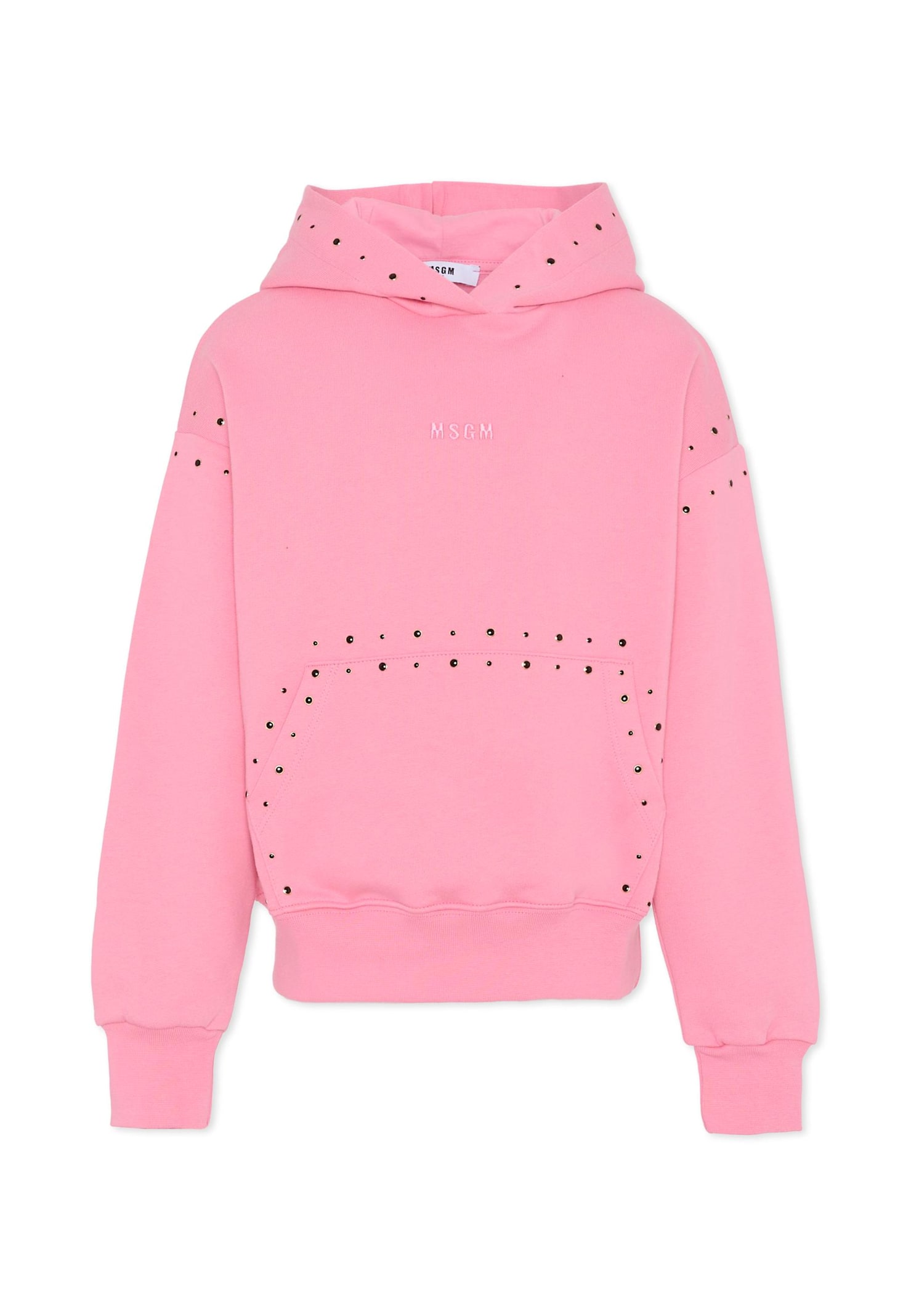 Msgm Pink Sweatshirt For Girl With Studs In Pink