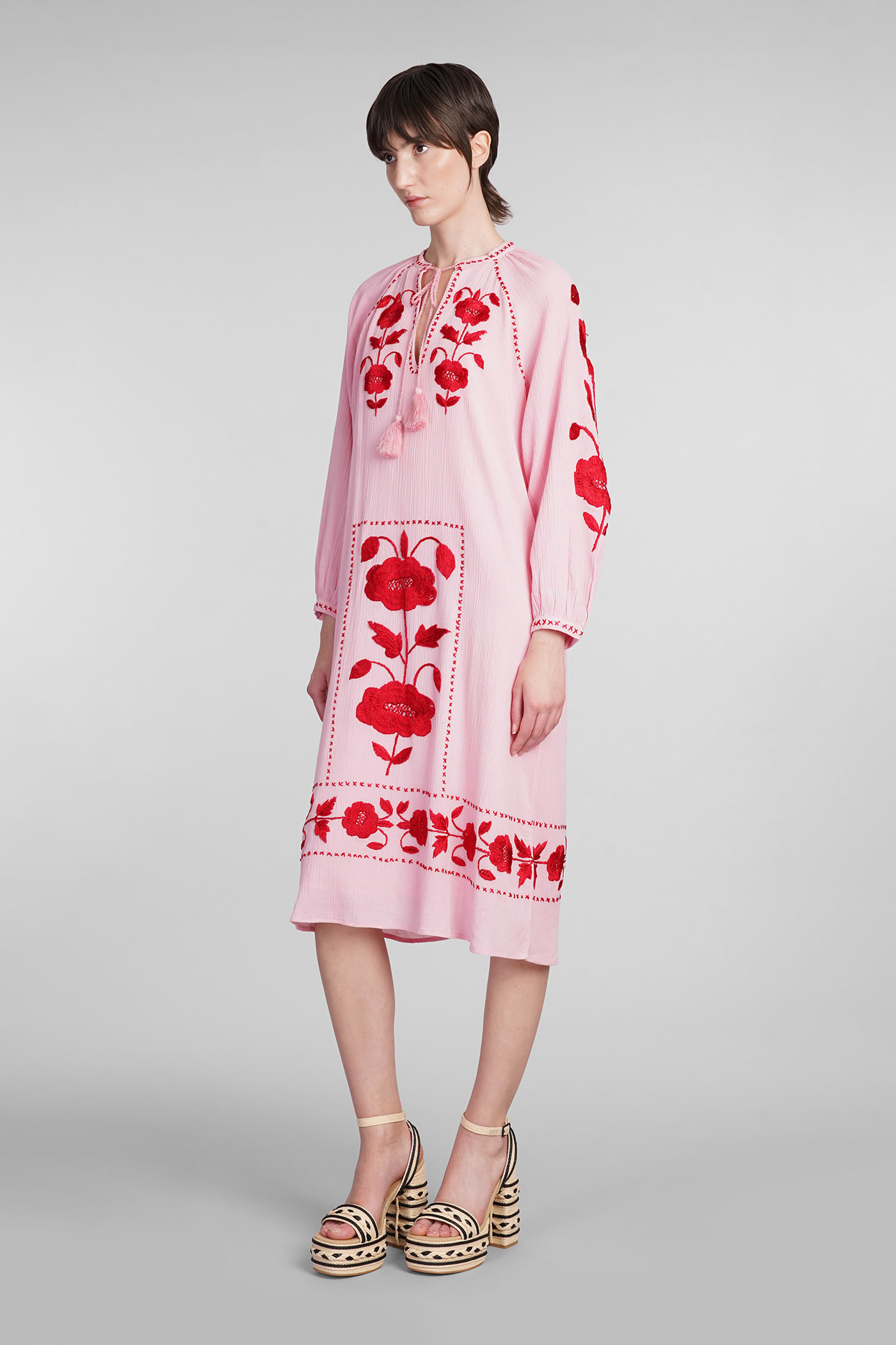 Shop Antik Batik Ila Dress In Rose-pink Cotton