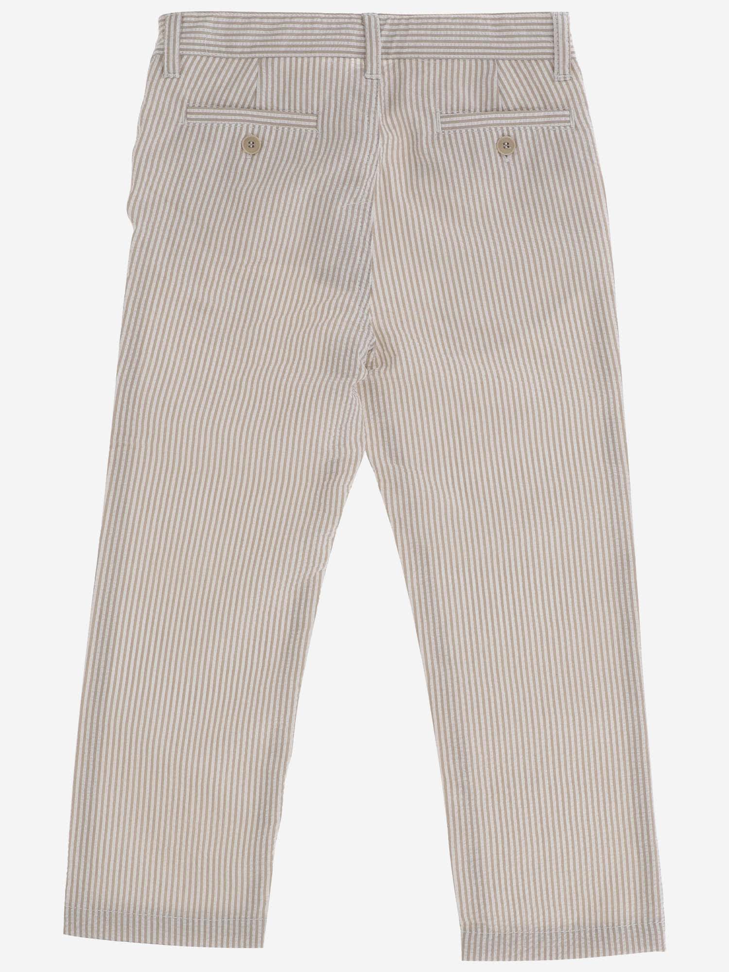 Shop Il Gufo Cotton Pants With Striped Pattern In Rope