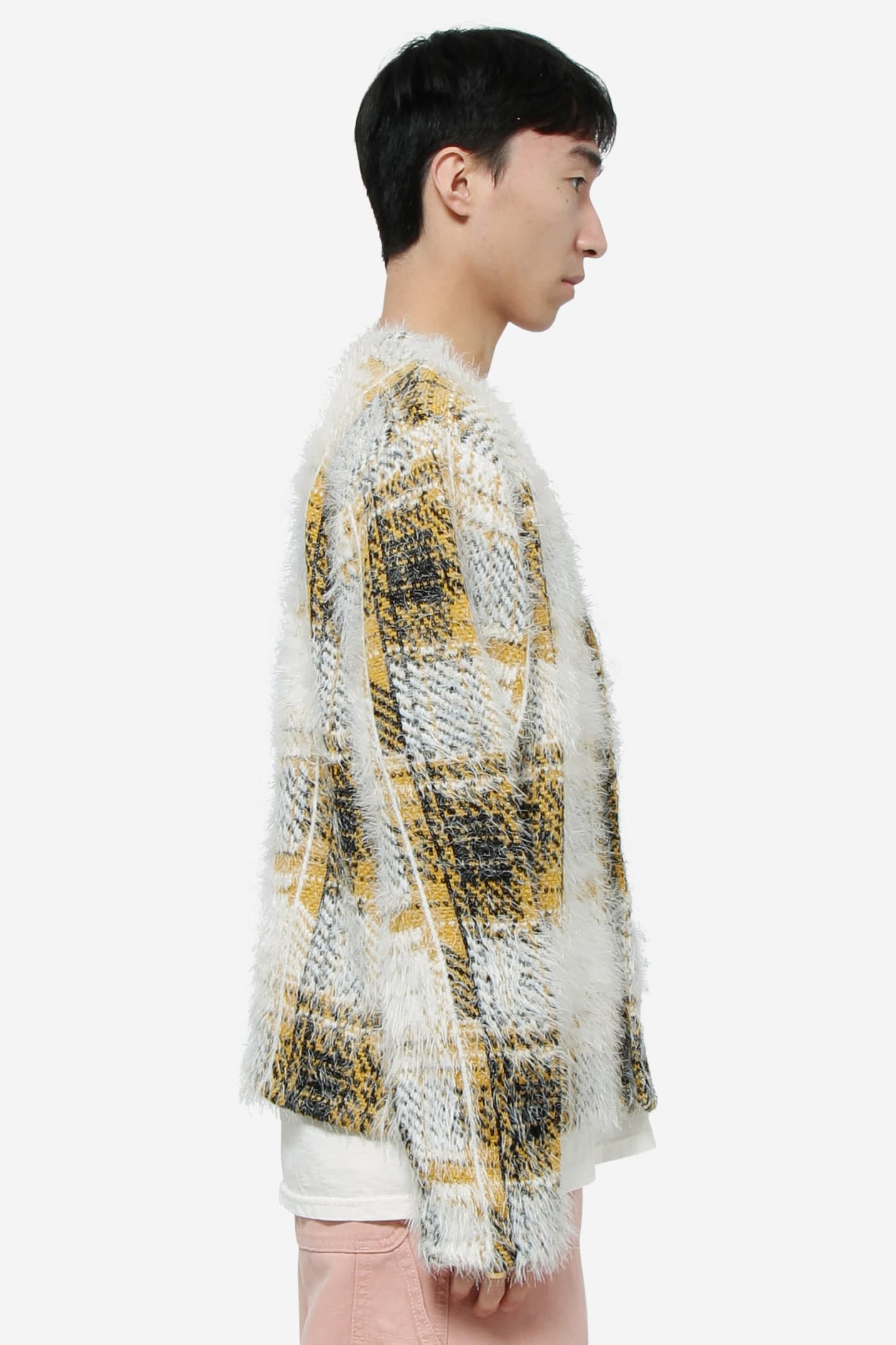 Stussy Hairy Plaid Cardigan In Yellow | ModeSens