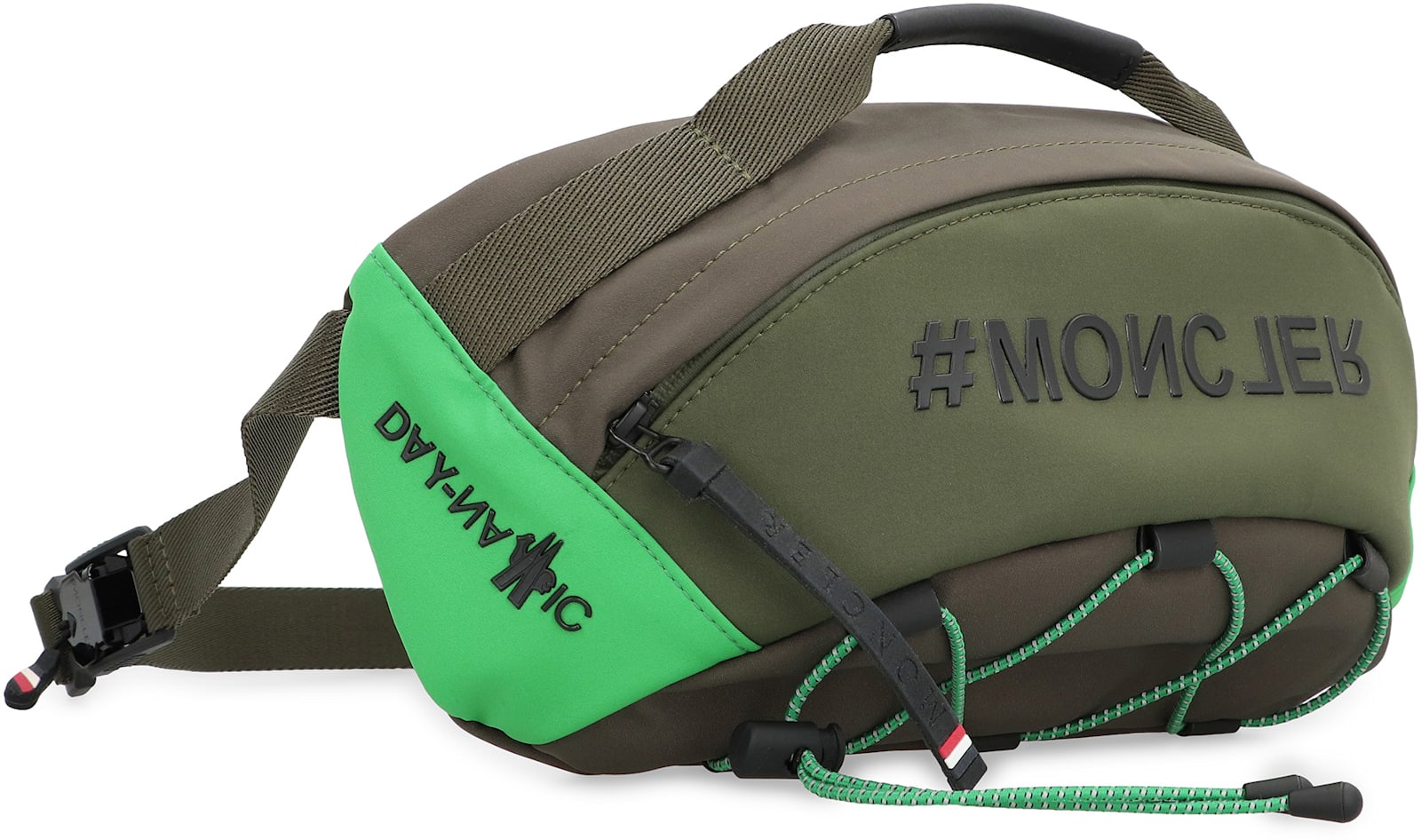 Moncler Nylon Belt Bag Leather Inserts In Green