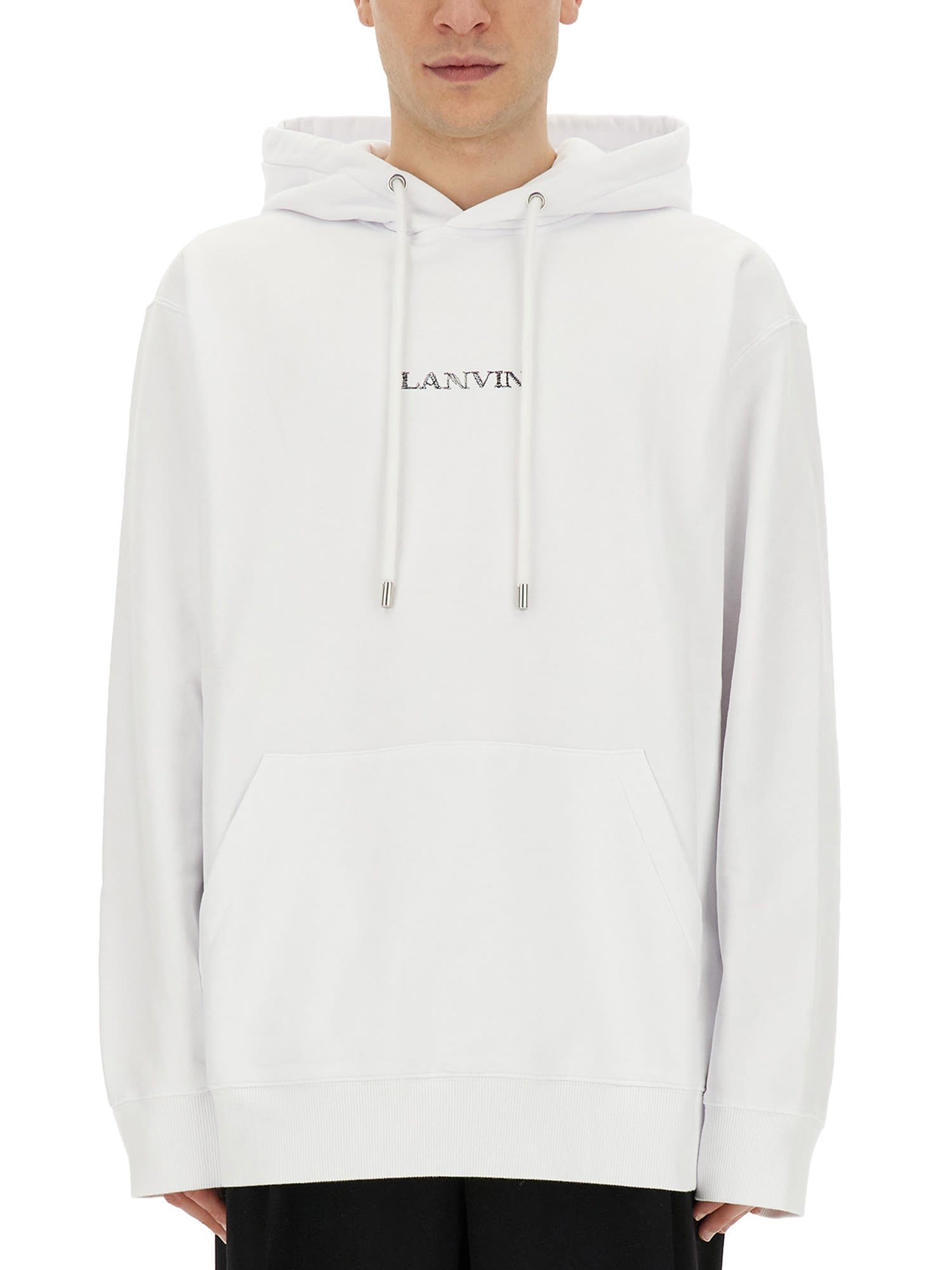 Lanvin Sweatshirt With Logo In Bianco