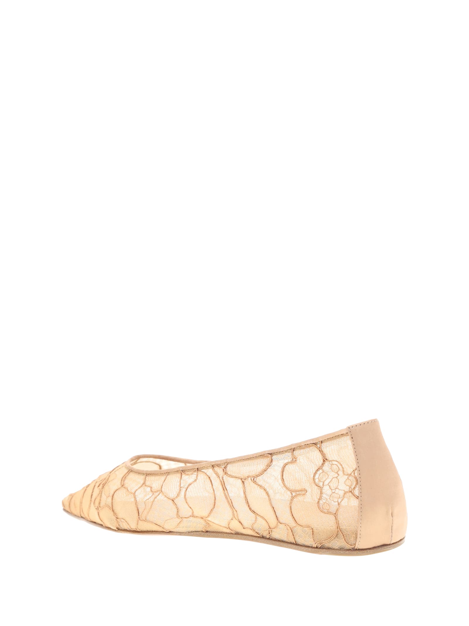 Amina Muaddi Barbara Lace Pointed-toe Ballet Flats