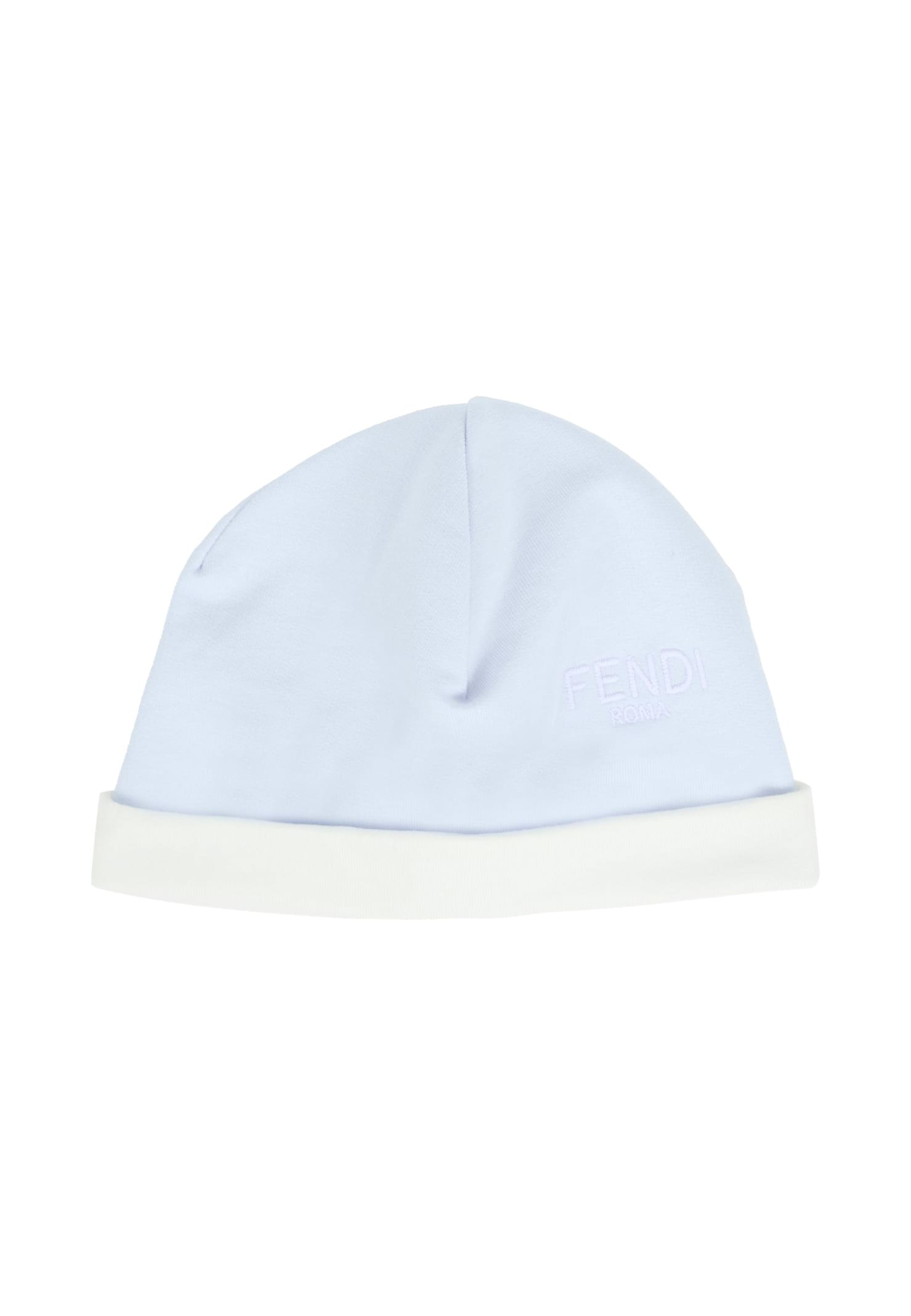 Fendi Light Blue Babygrow Suit For Baby Boy With Logo In Blue