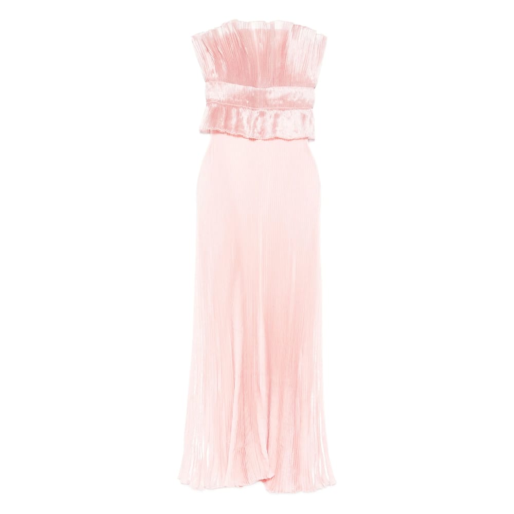 L'idée Pleated Ruffled Gown In Pink