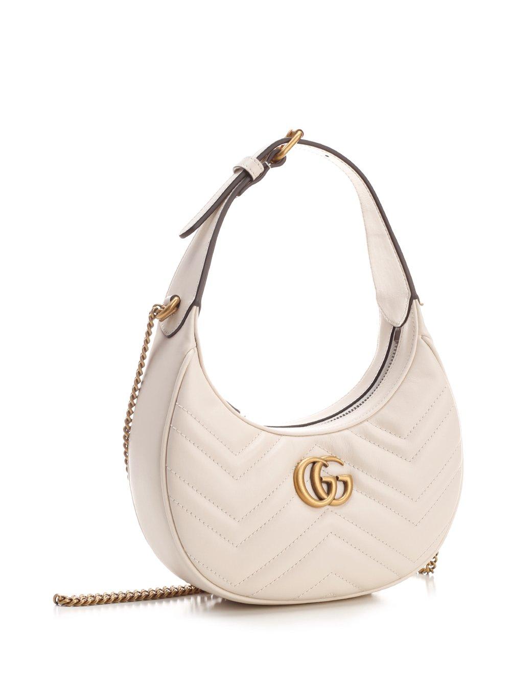 Gucci Gg Marmont Half-moon-shaped Mini Bag In White