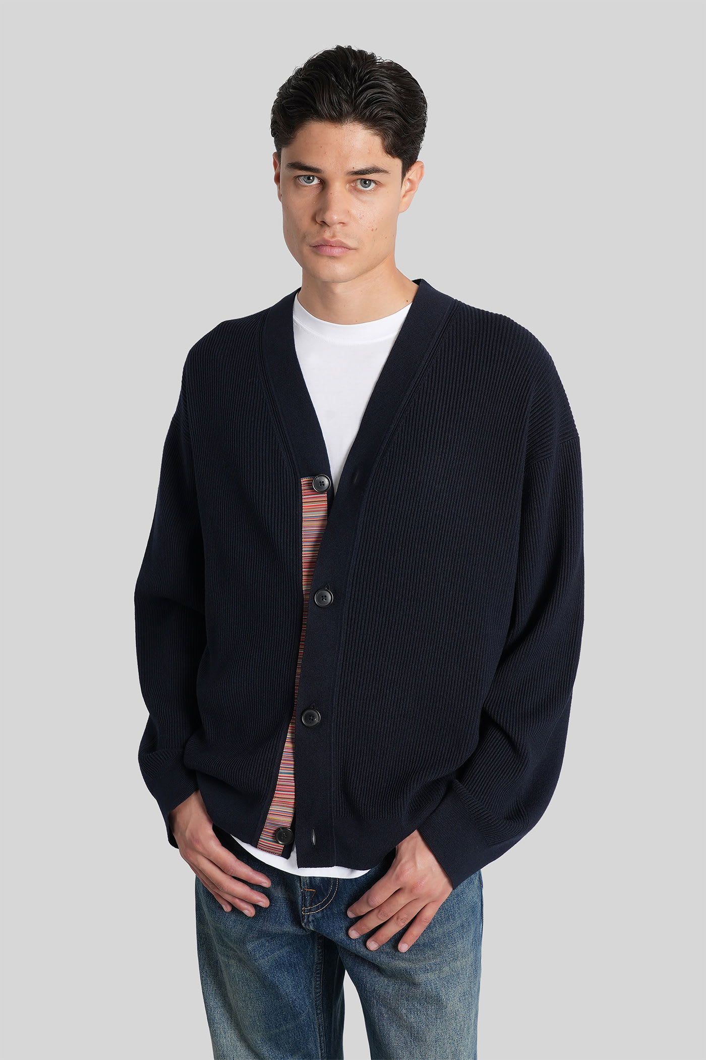 Cardigan In Blue Wool