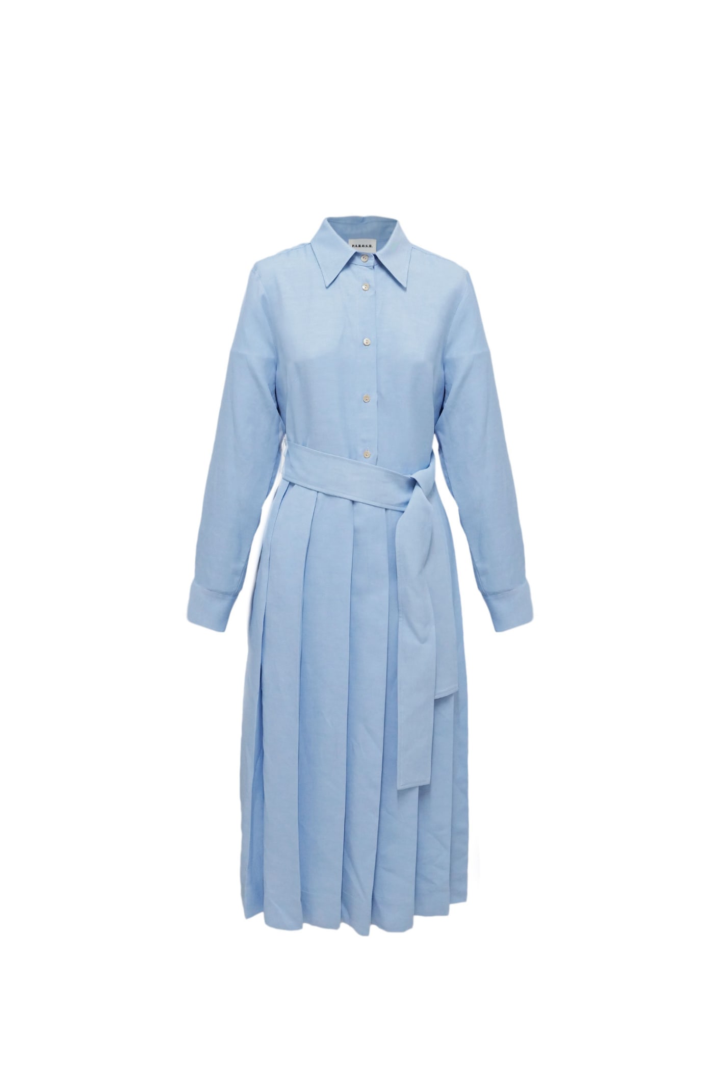 Shop P.a.r.o.s.h Belted Wrapped Belt Dress In Azzurro