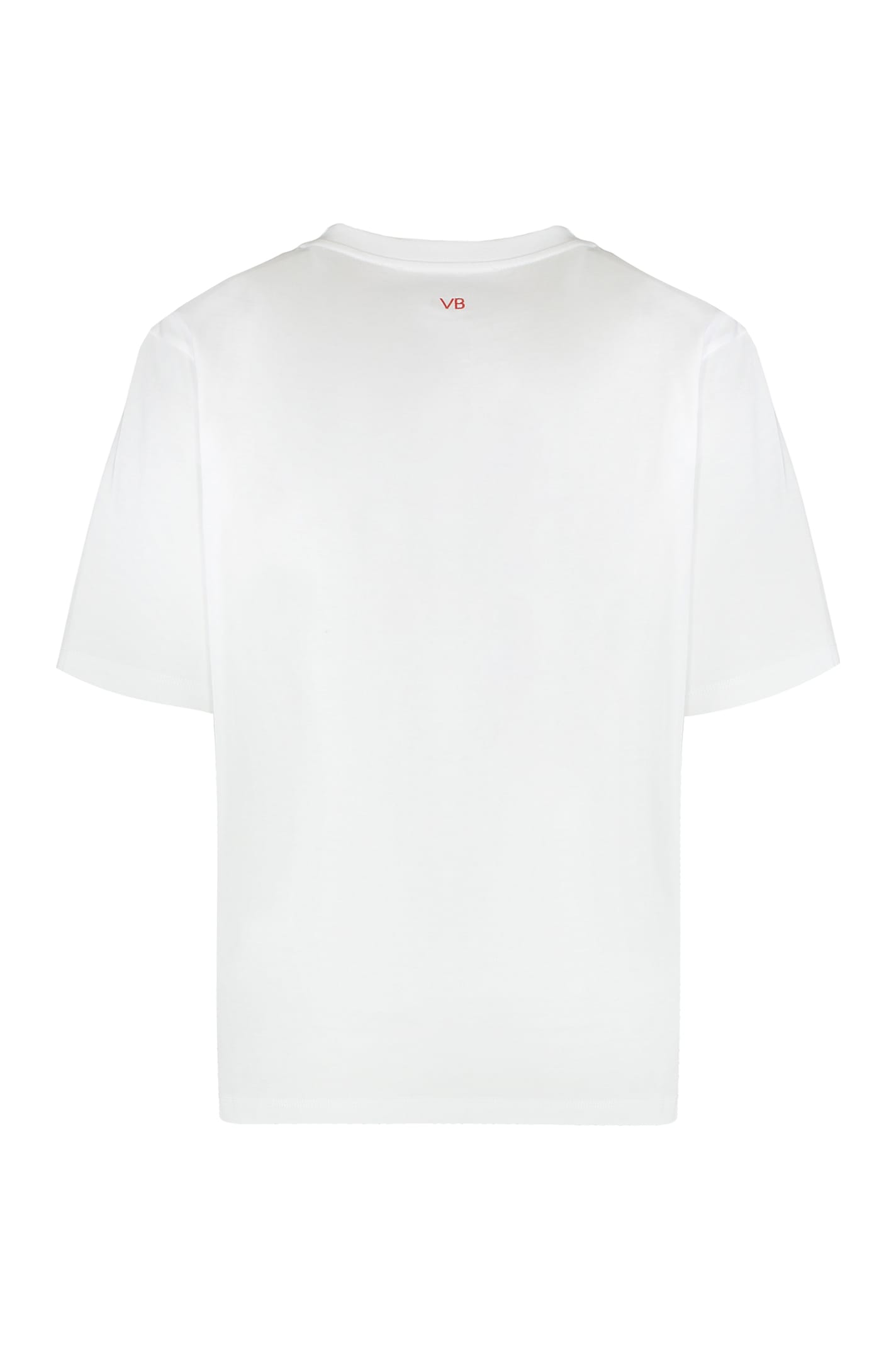 Victoria Beckham Graphic Print Crew Neck Short Sleeve Top In White