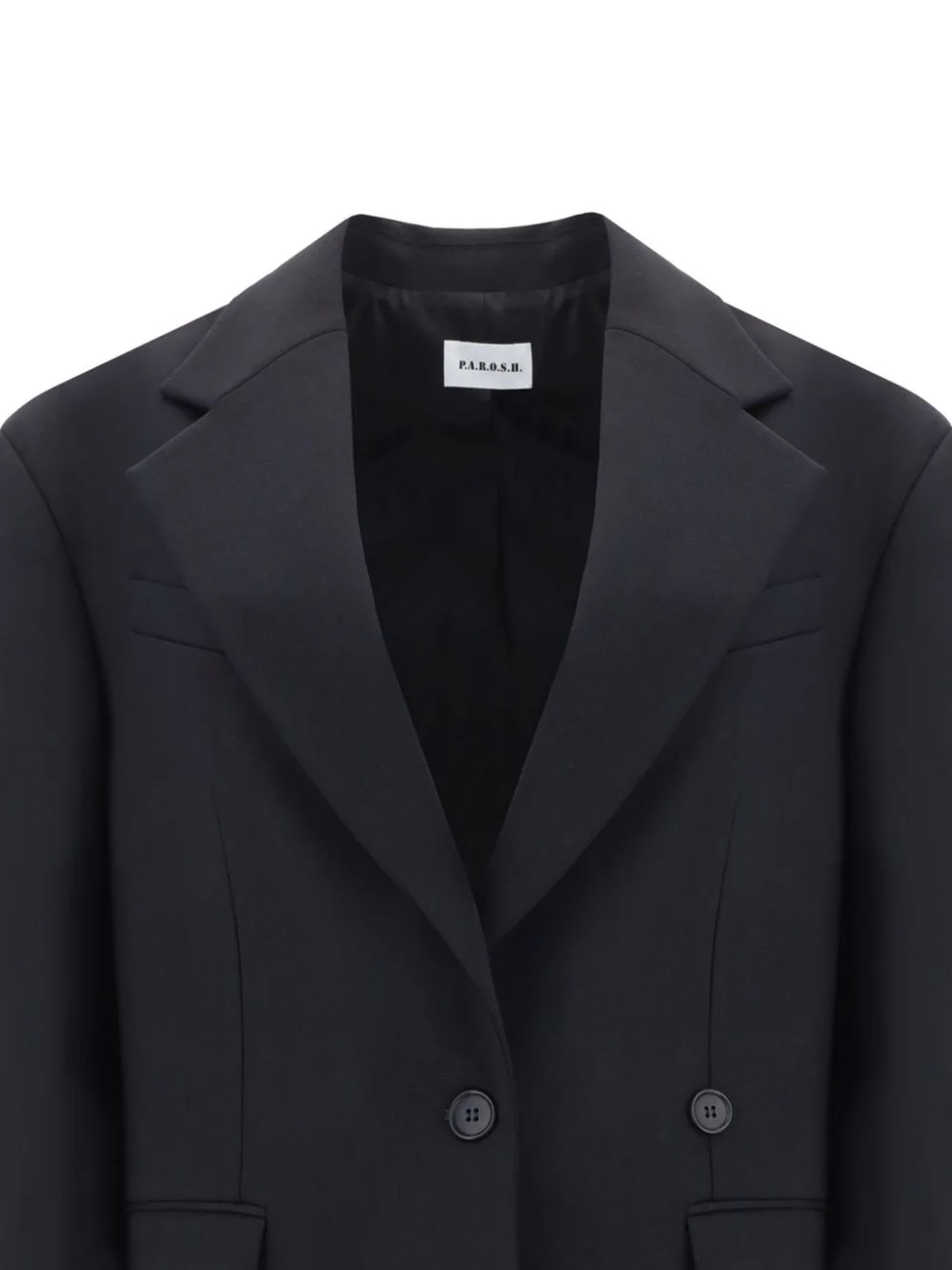 Shop P.a.r.o.s.h Black Virgin Wool Blazer