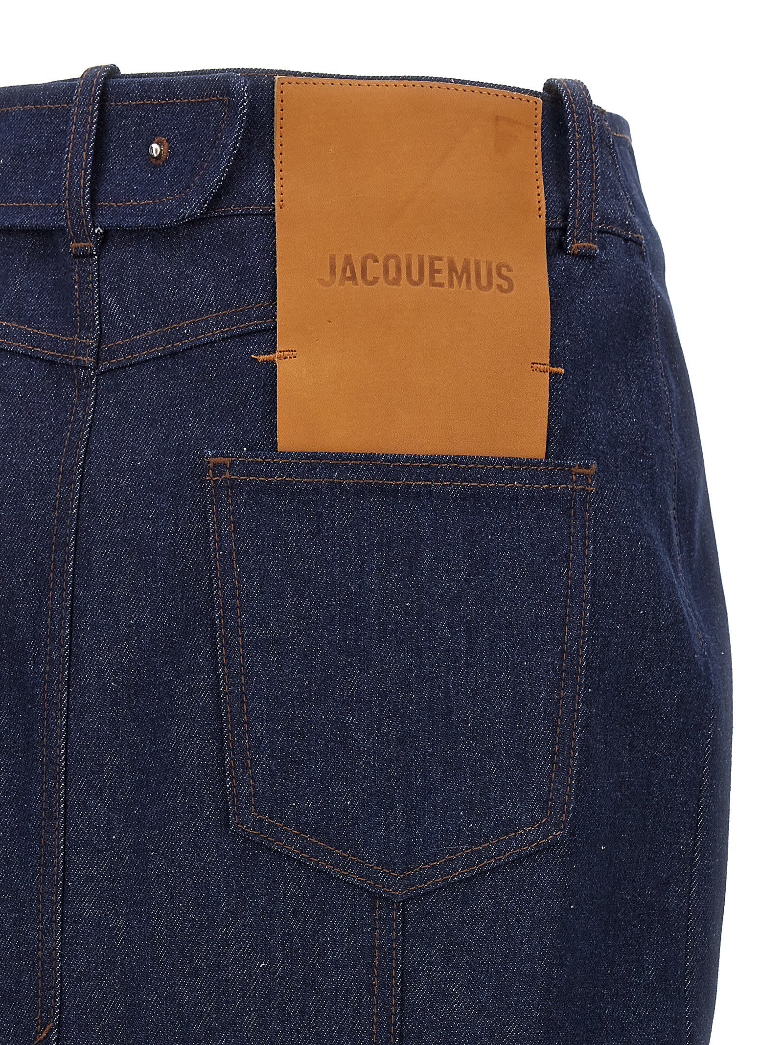 Jacquemus Nimes Obra Denim Midi Pencil Skirt In Blue