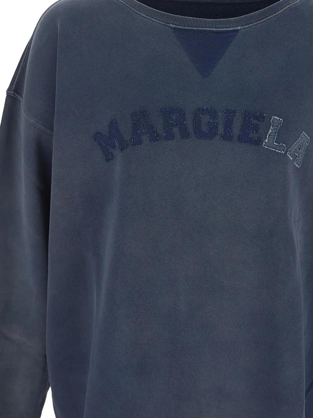 Shop Maison Margiela Logo Sweatshirt In Navy