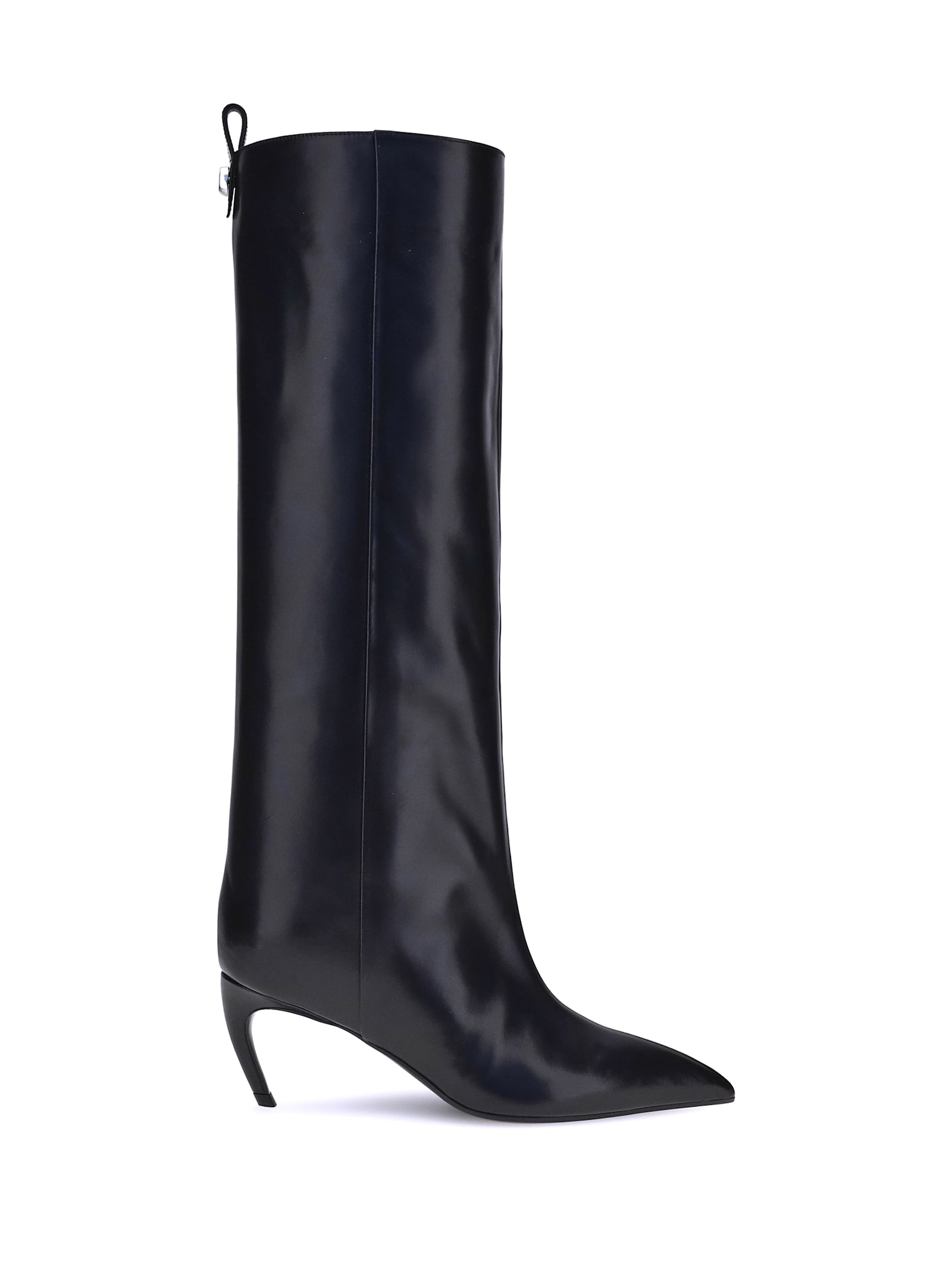 Attico Leather High Shaft Ankle Boots With Pointed Toe