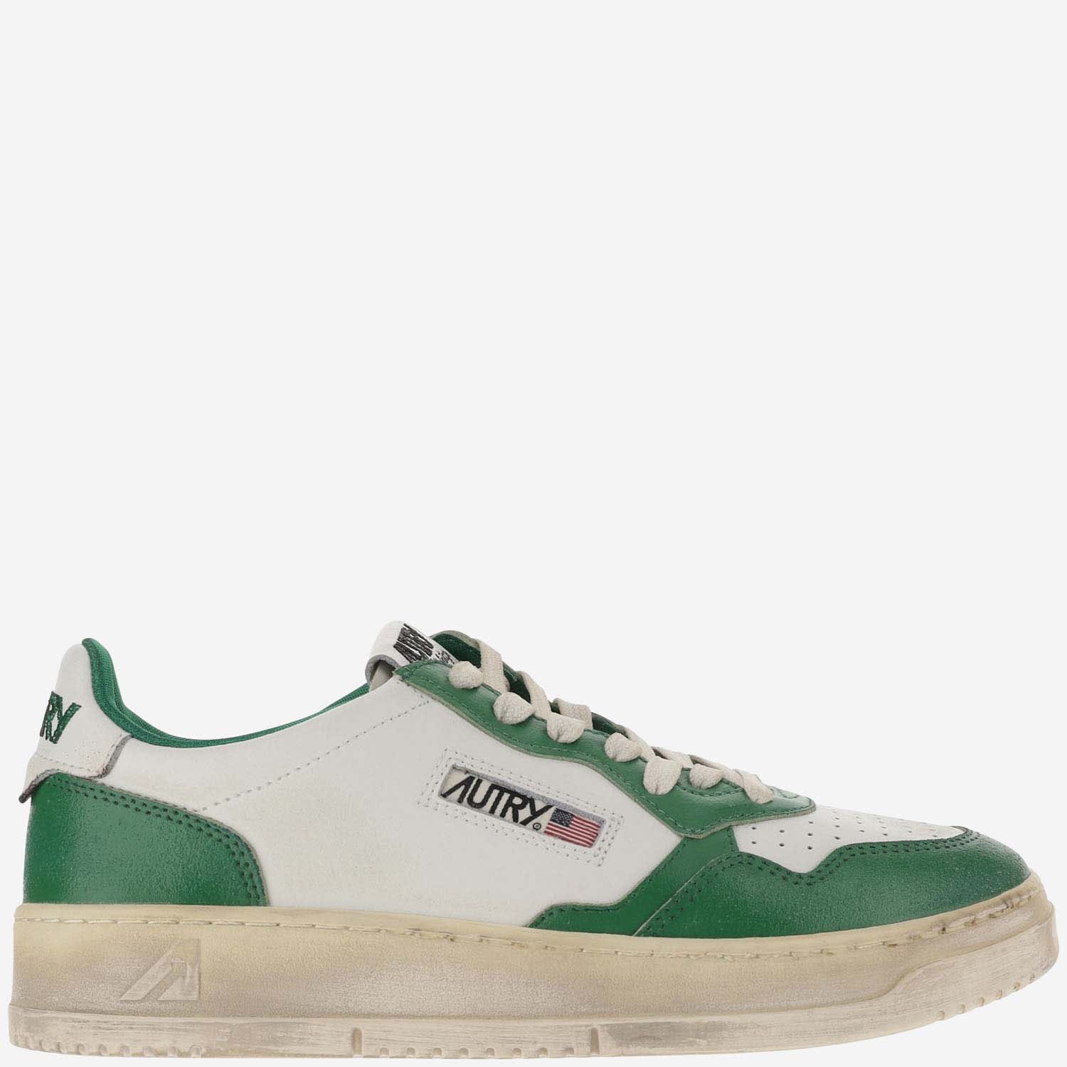 Shop Autry Super Vintage Color-block Sneakers In Wht/green