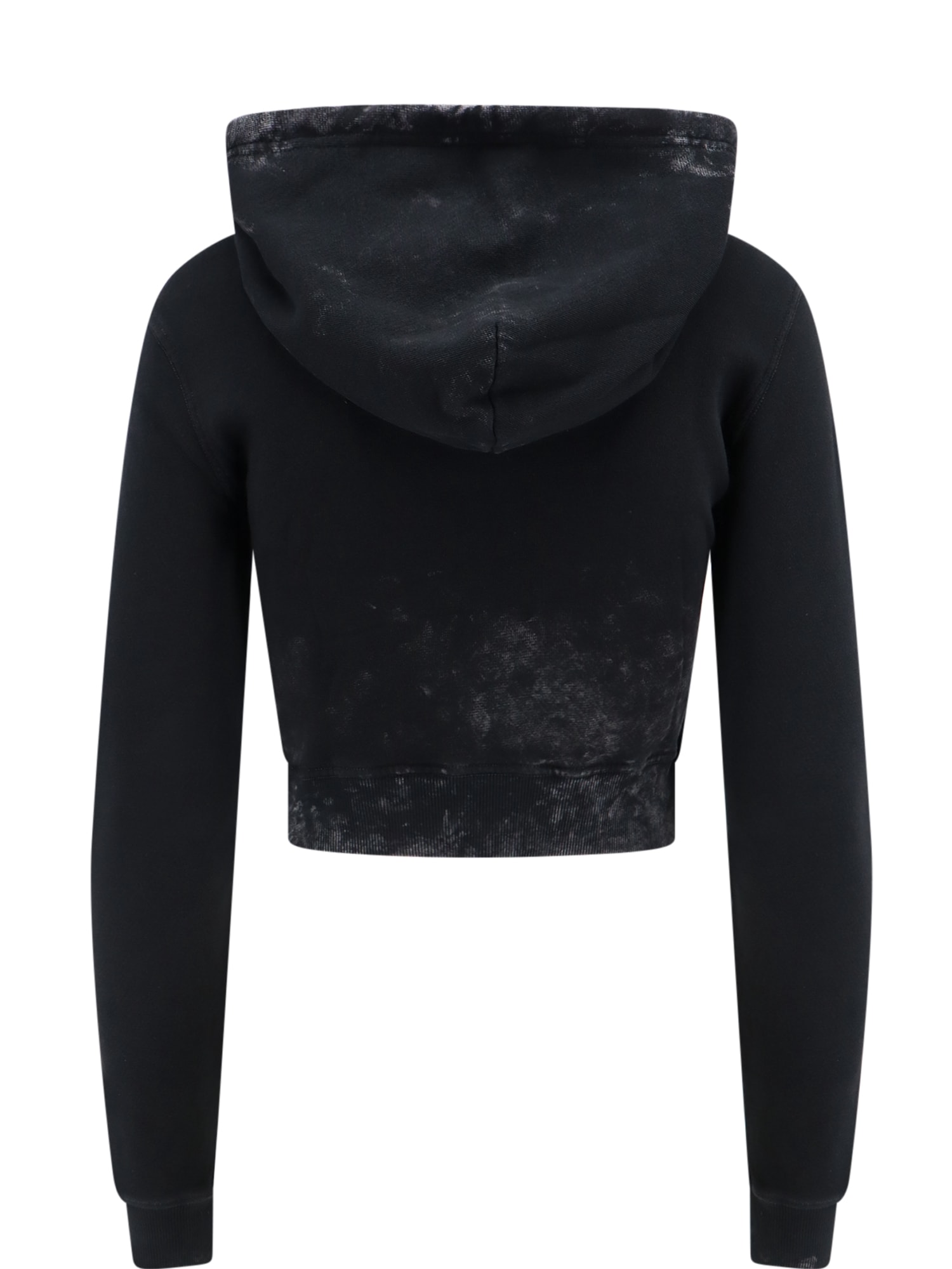 Diesel Oval-d Logo Hooded Cropped Sweatshirt In Black