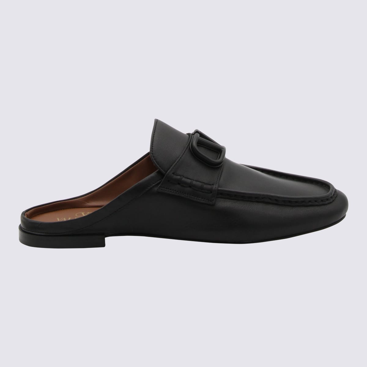 Shop Valentino Black Leather Flats