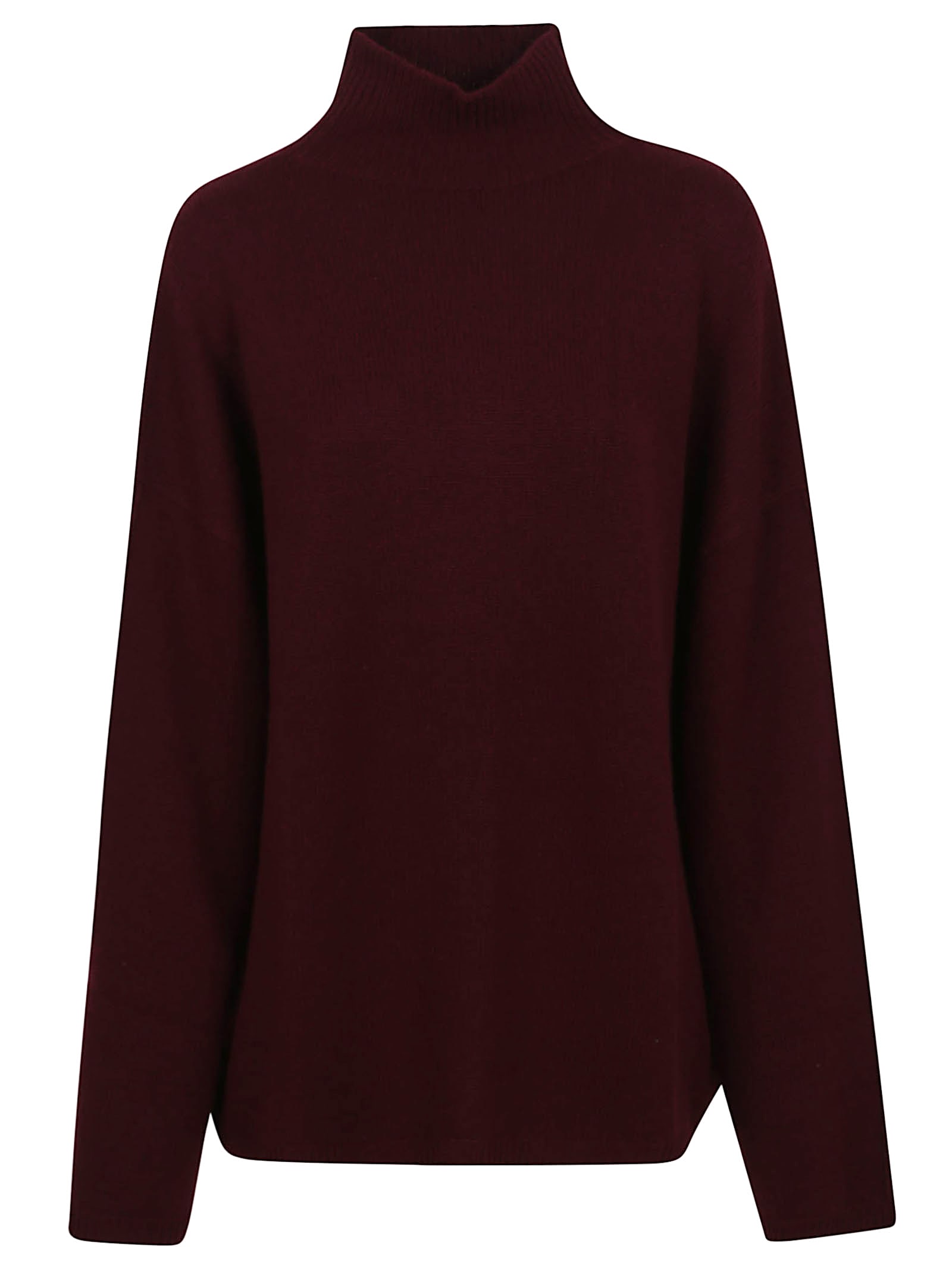 Allude Cashmere Mockneck Sweater With Relaxed Silhouette In Burgundy