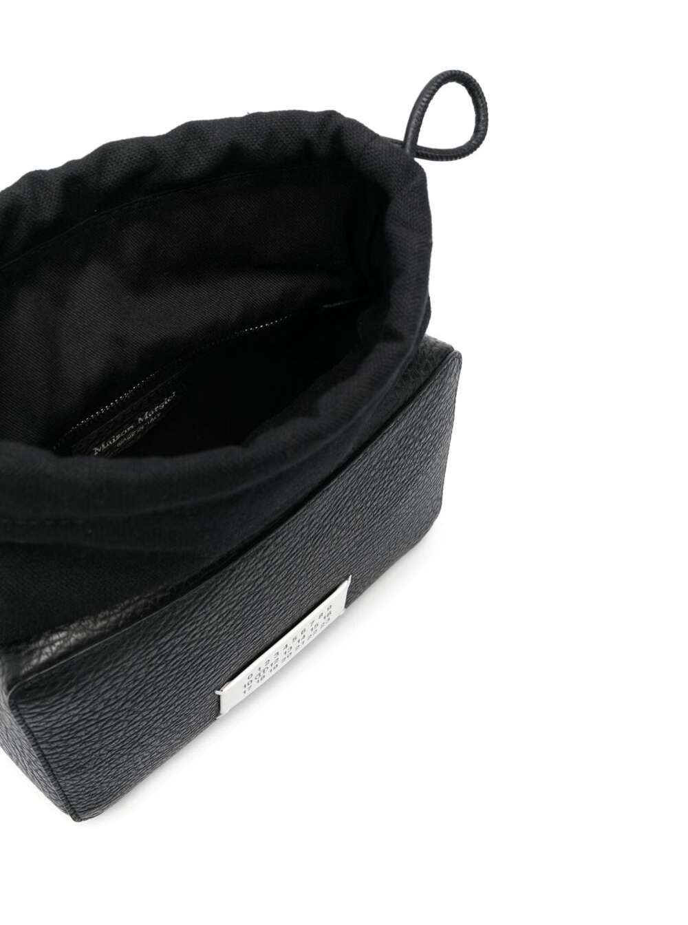 Shop Maison Margiela Black 5ac Camera Medium Crossbody Bag With Patch Logo In Leather Woman