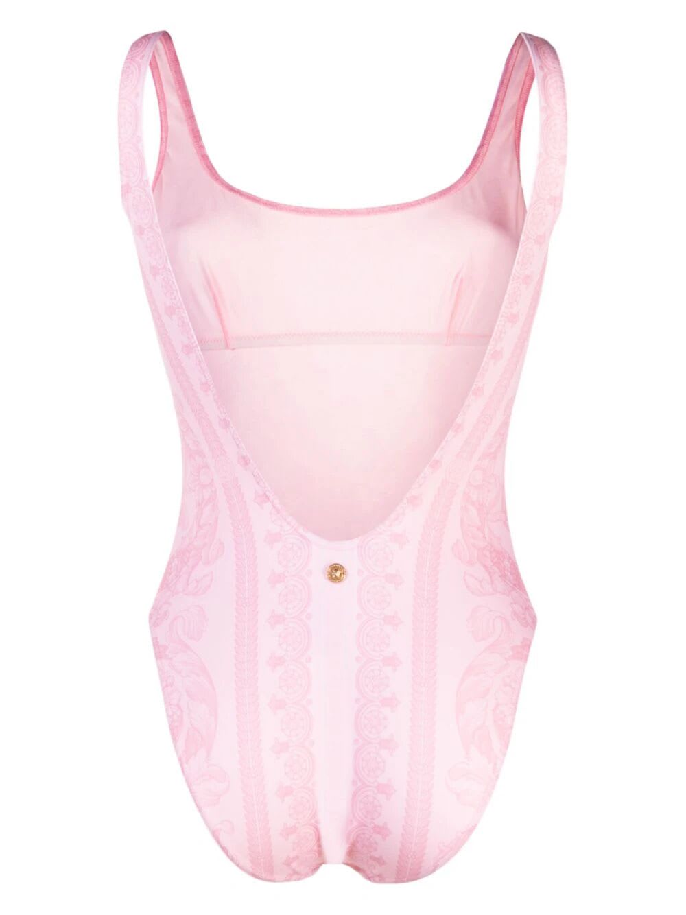 Shop Versace Swim One-piece Lycra Vita St. Barocco 92 Placed In Pale Pink