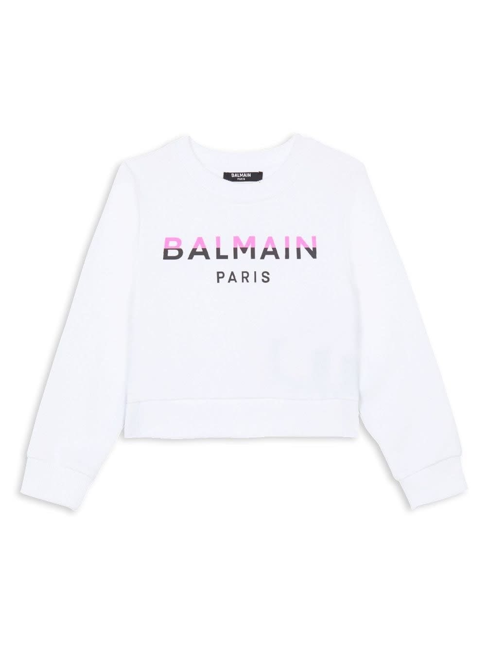 Shop Balmain Sweatshirt With Print In White