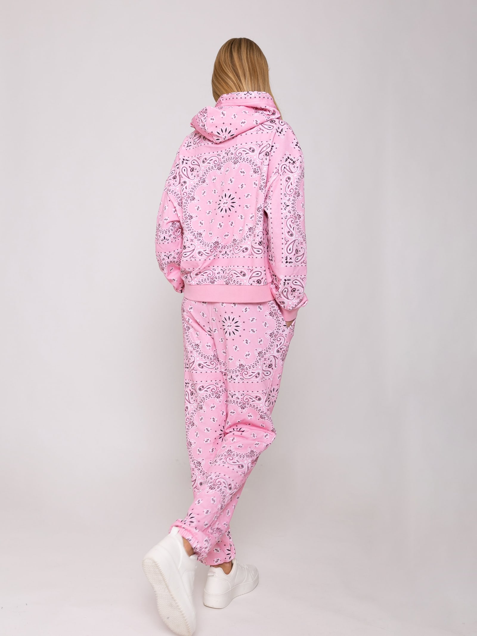 Mc2 Saint Barth Cotton Bandanna Hoodie With Saint Barth Embroidery In Pink