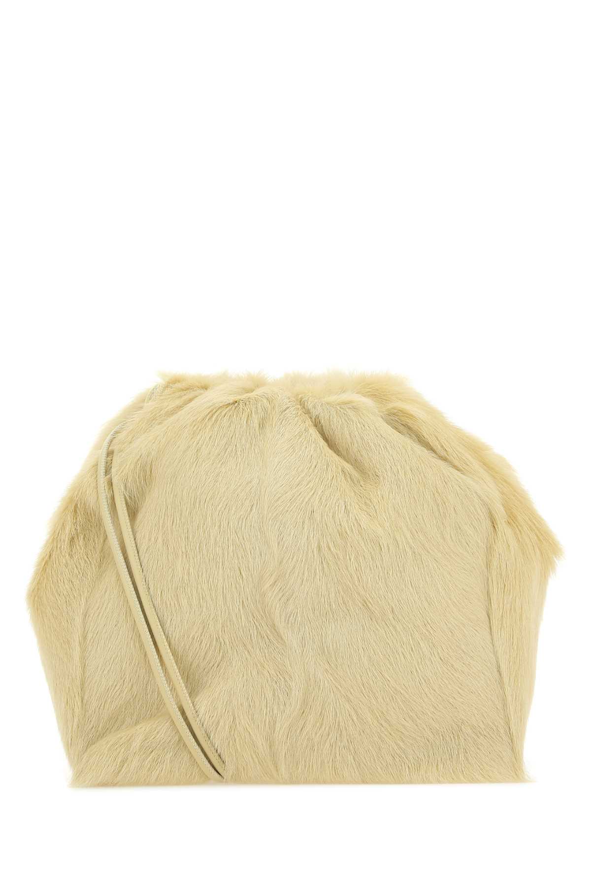 Cream Fur Dumpling Bucket Bag