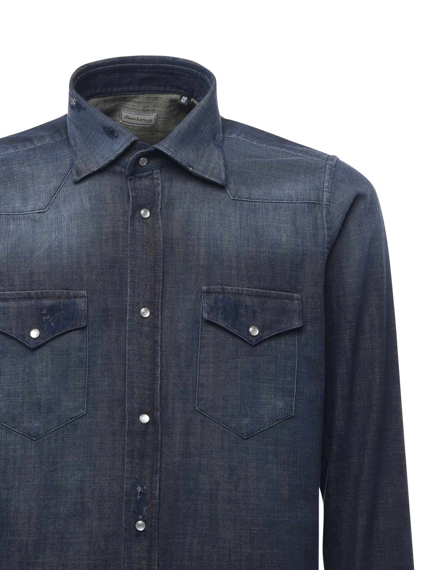 Sartorio Napoli Texas Cotton Denim Shirt In Blue