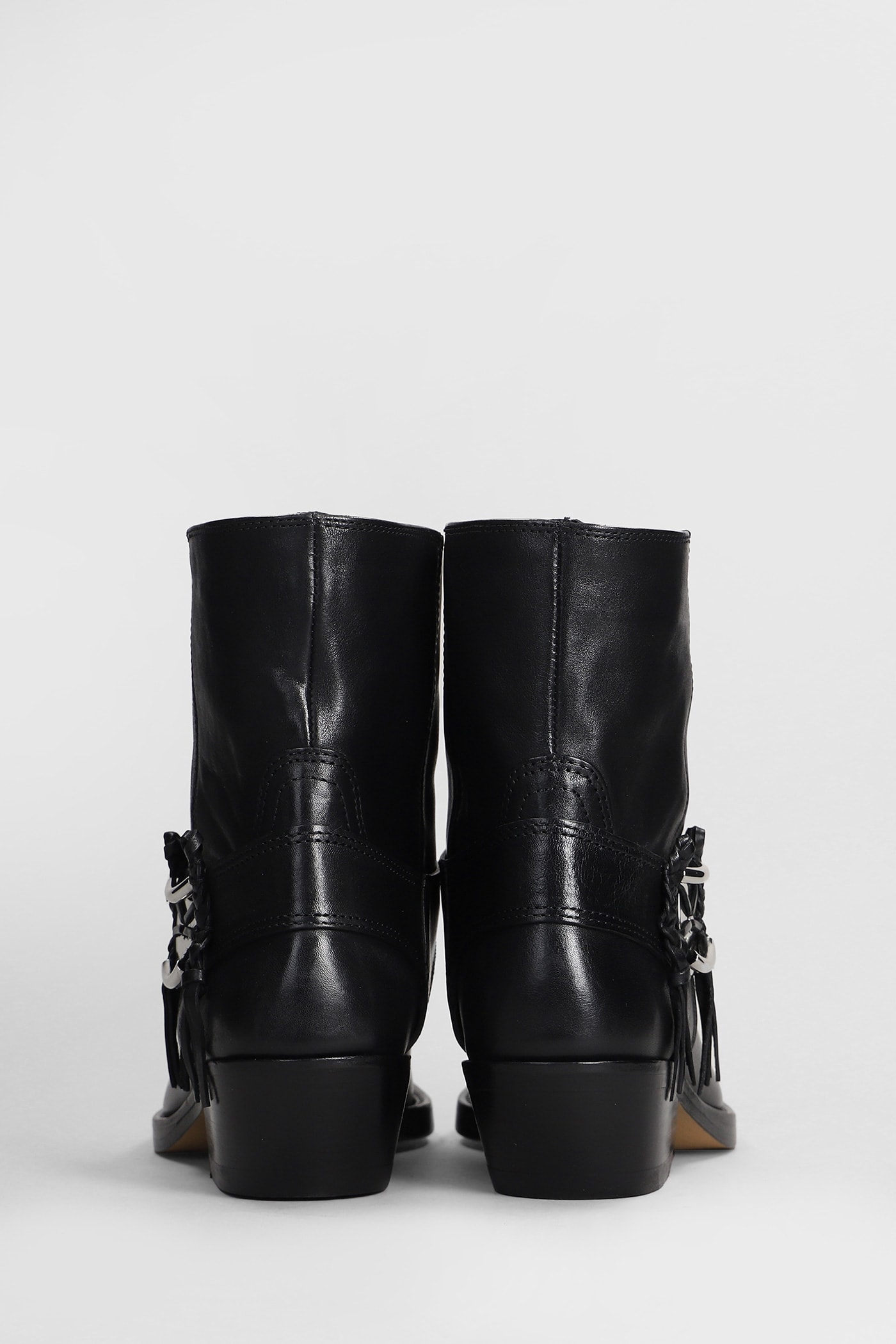 Shop Isabel Marant Akson Gaucho High Heels Ankle Boots In Black Leather