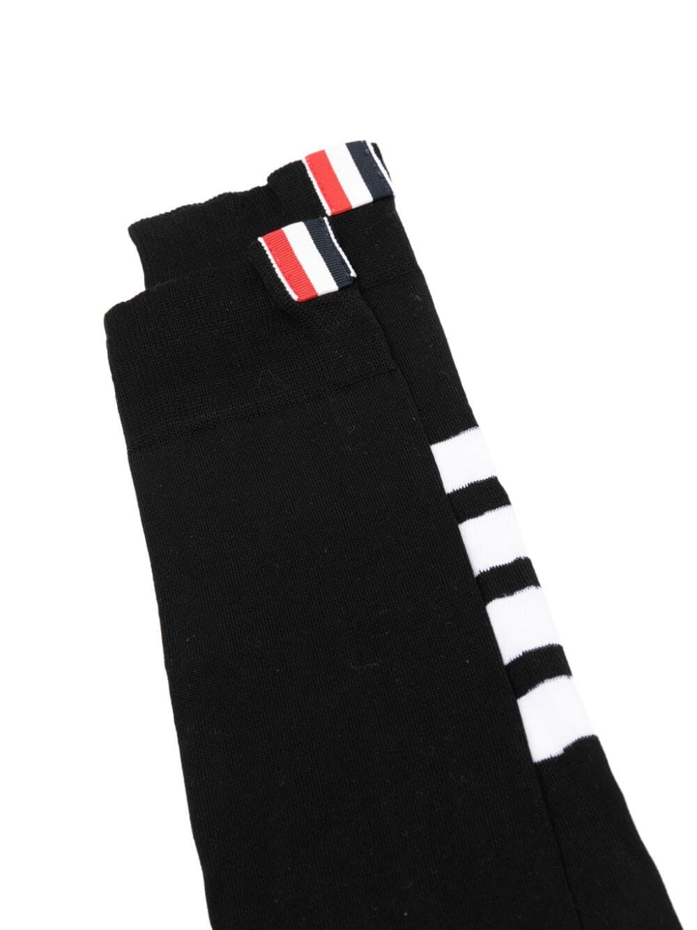 Thom Browne Over The Calf Socks W/ 4 Bar In Lightweight Cotton In Black