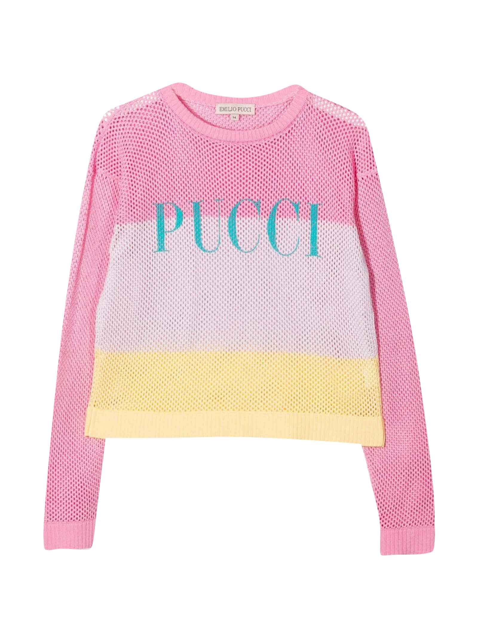 Emilio Pucci Pink Girl Shirt With Multicolor Print
