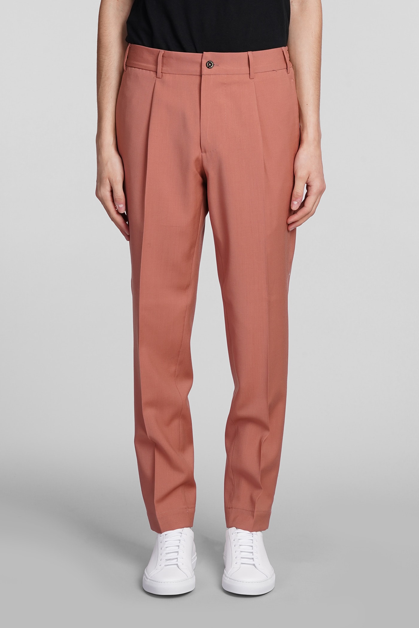Santaniello Trousers In Rose-pink Wool