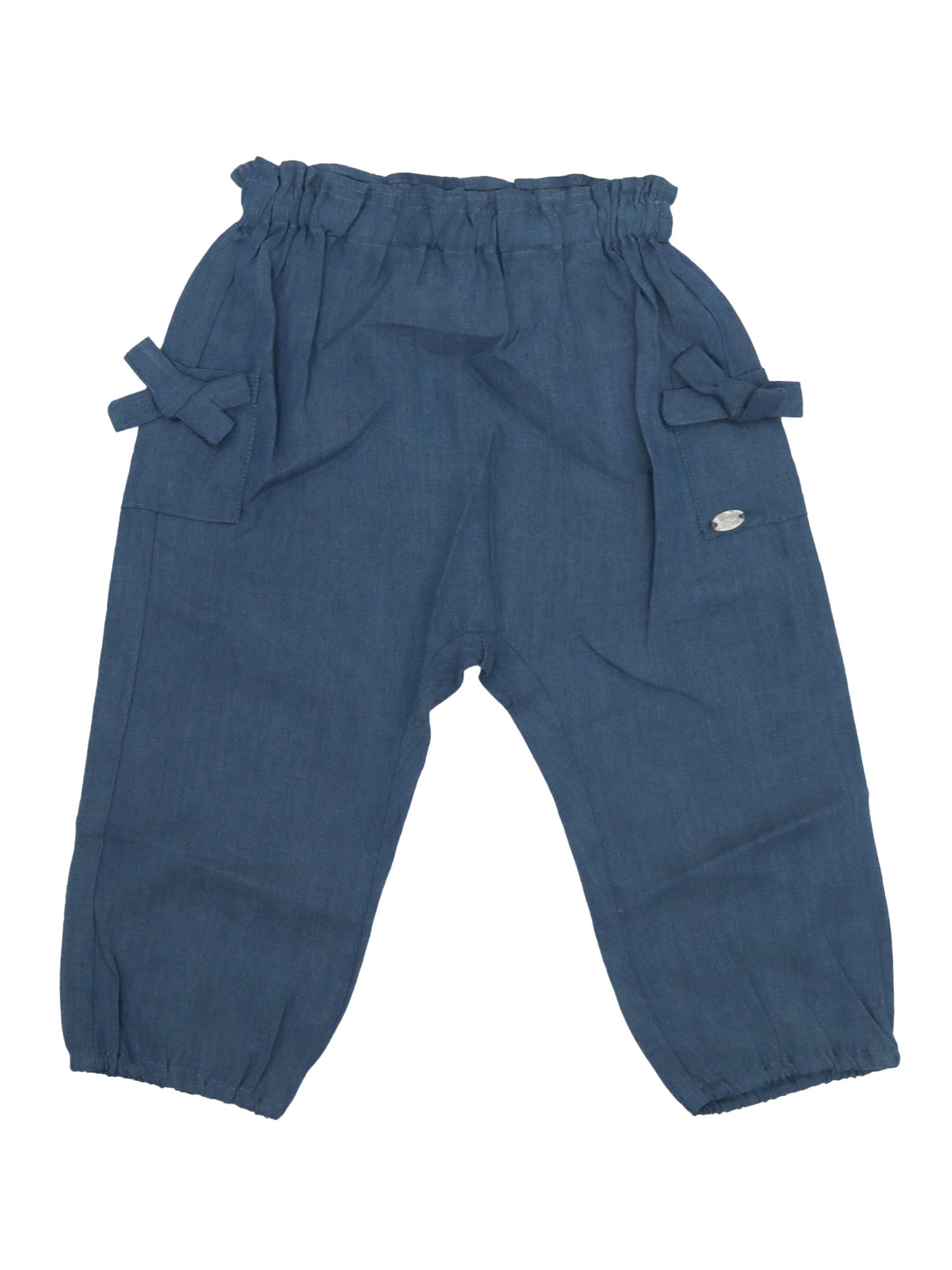 Tartine Et Chocolat Bow-embellished Elastic-waist Trousers In Blue