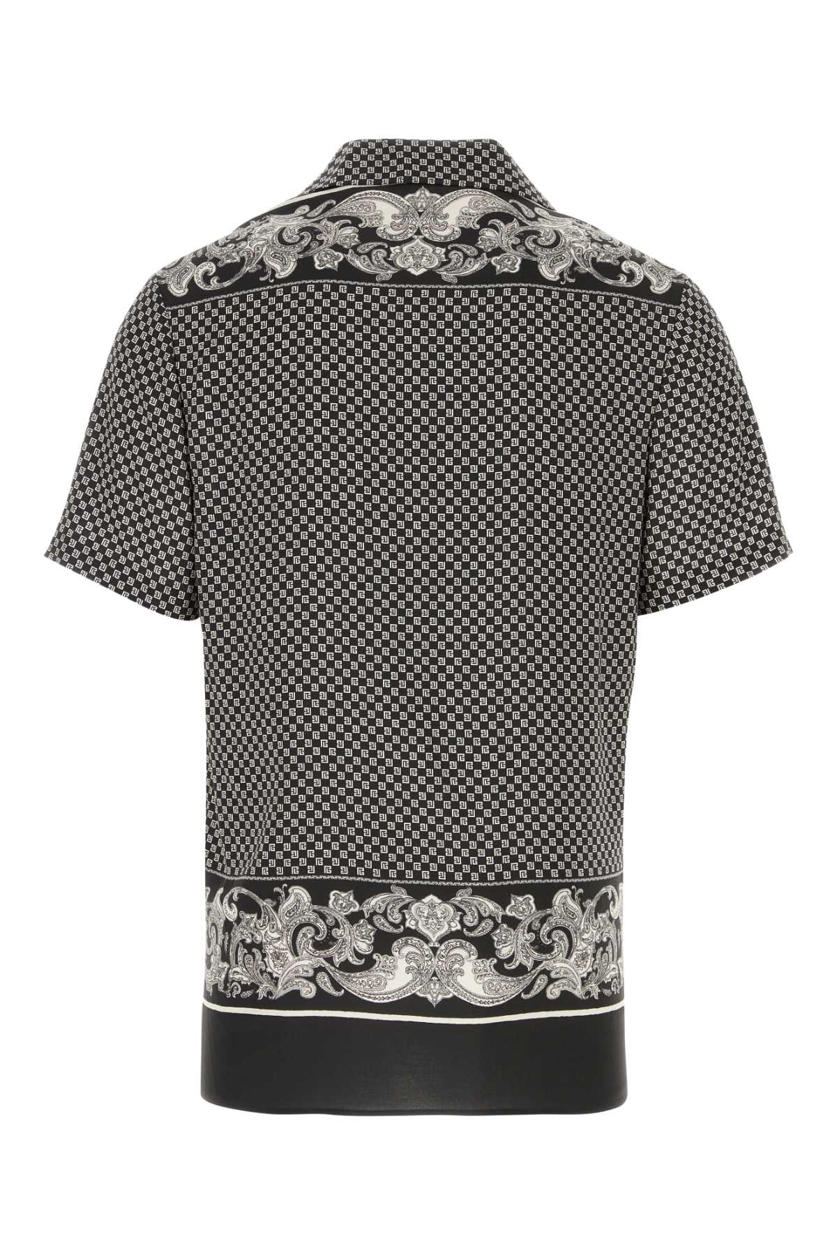 Shop Balmain Printed Viscose Shirt In Edknoirivoire