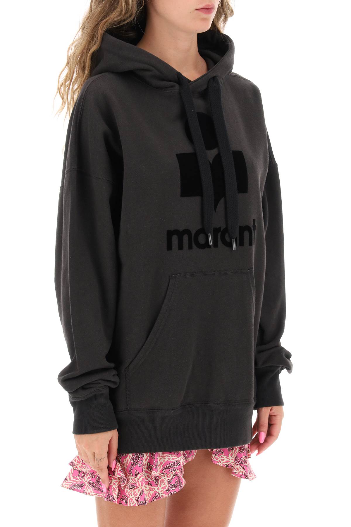 Shop Marant Etoile Mansel Hoodie With Flocked Logo In Antracite