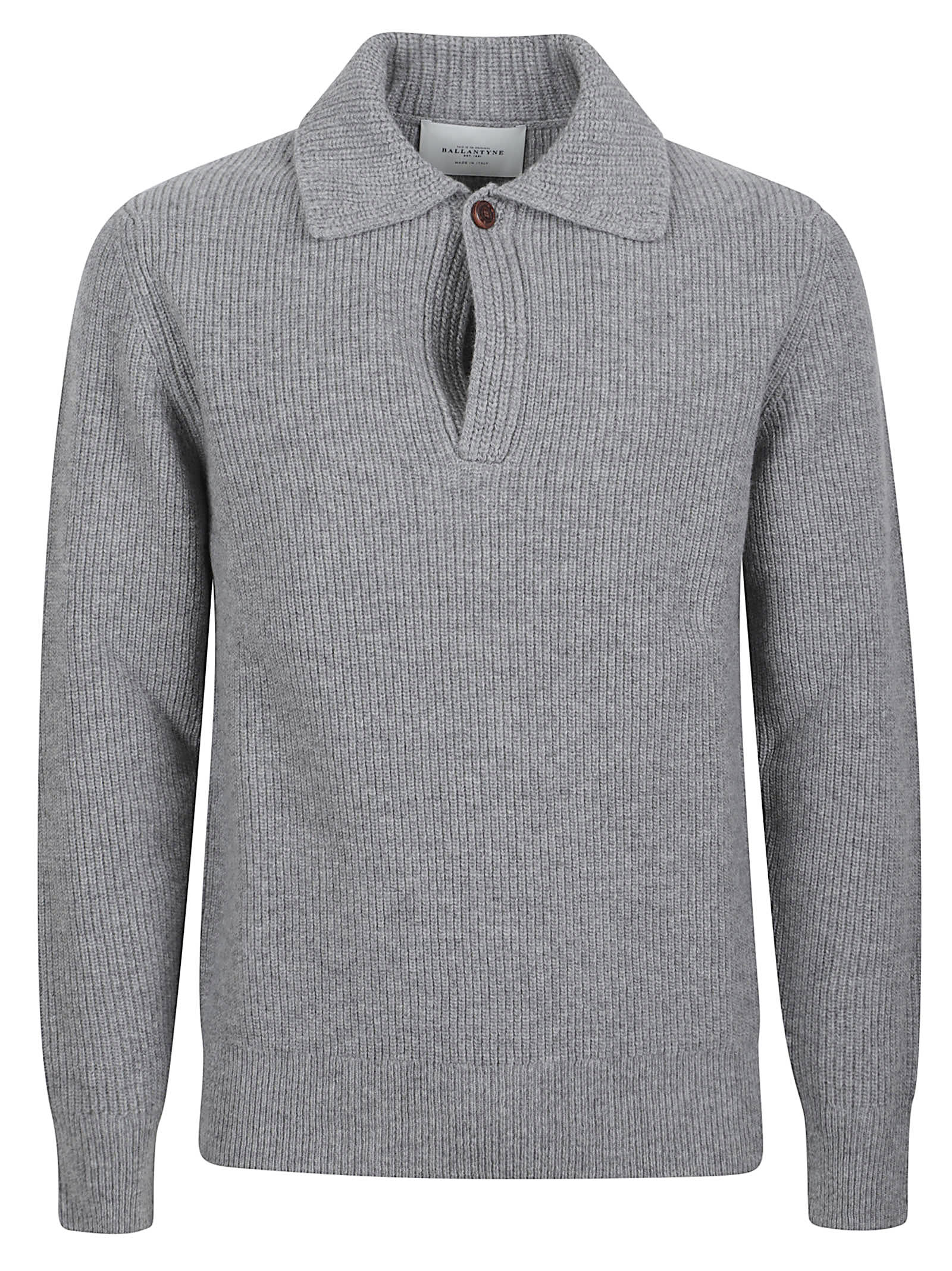 Ballantyne V Neck Polo Sweater In Gray