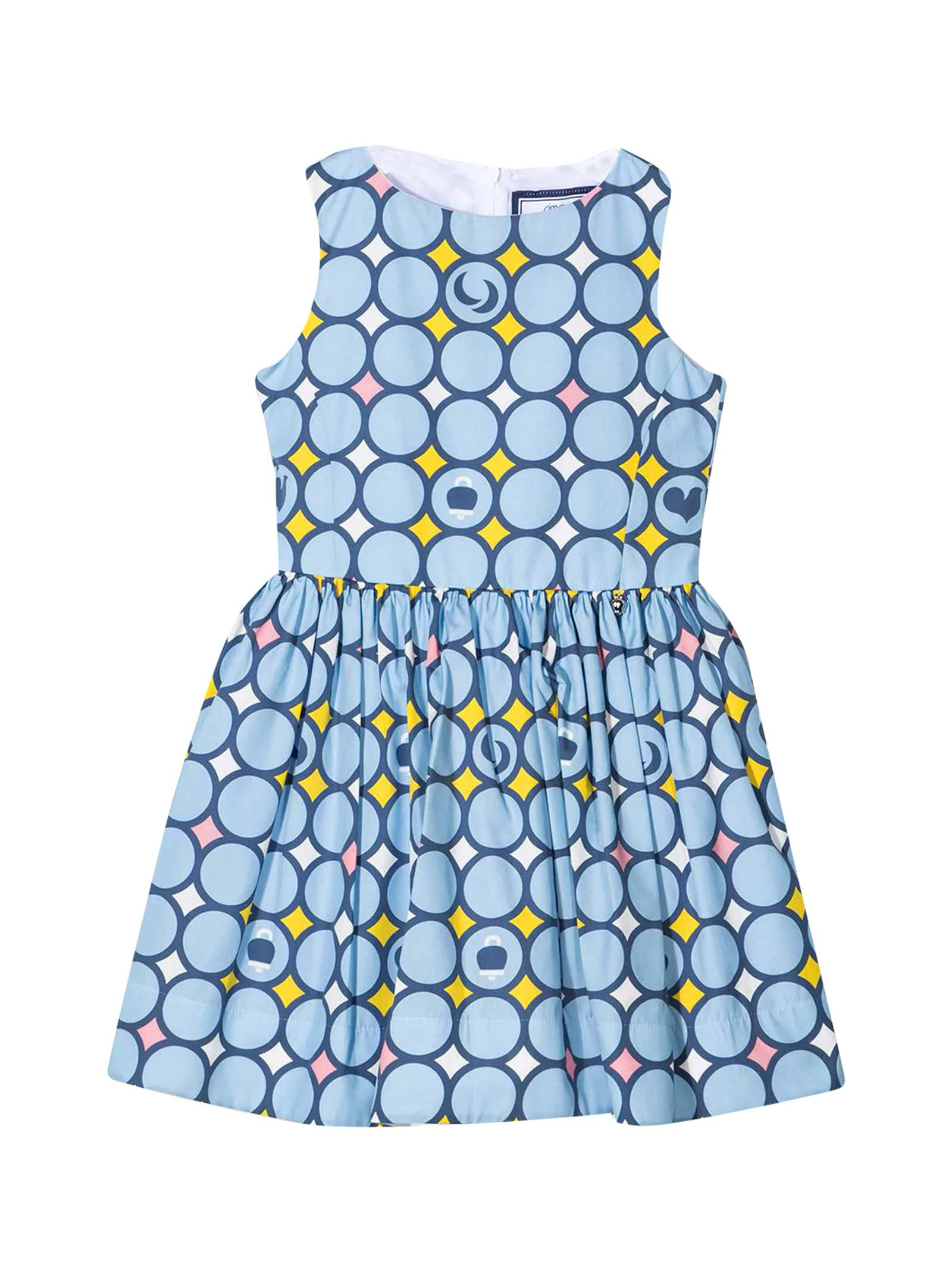 Simonetta Light Blue Dress With Print