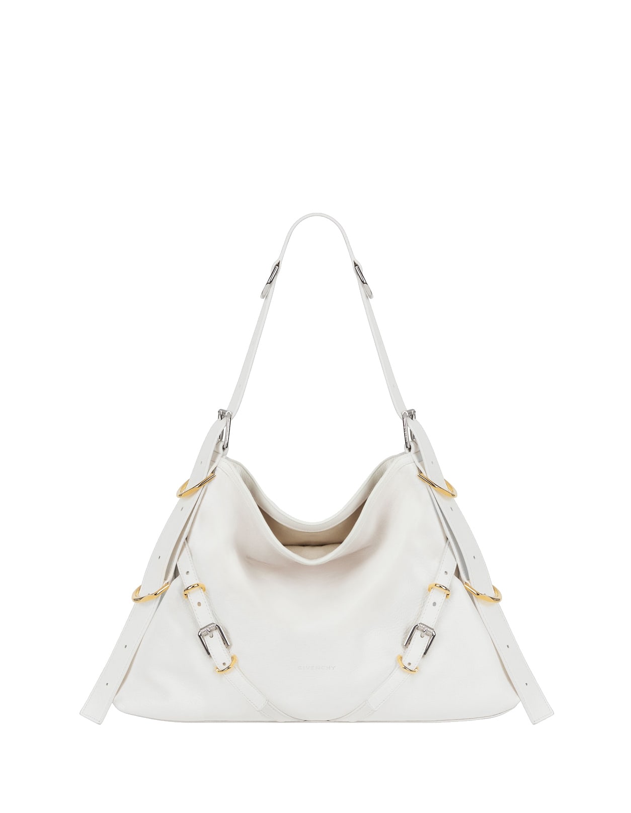 Shop Givenchy Ivory Medium Voyou Bag In White