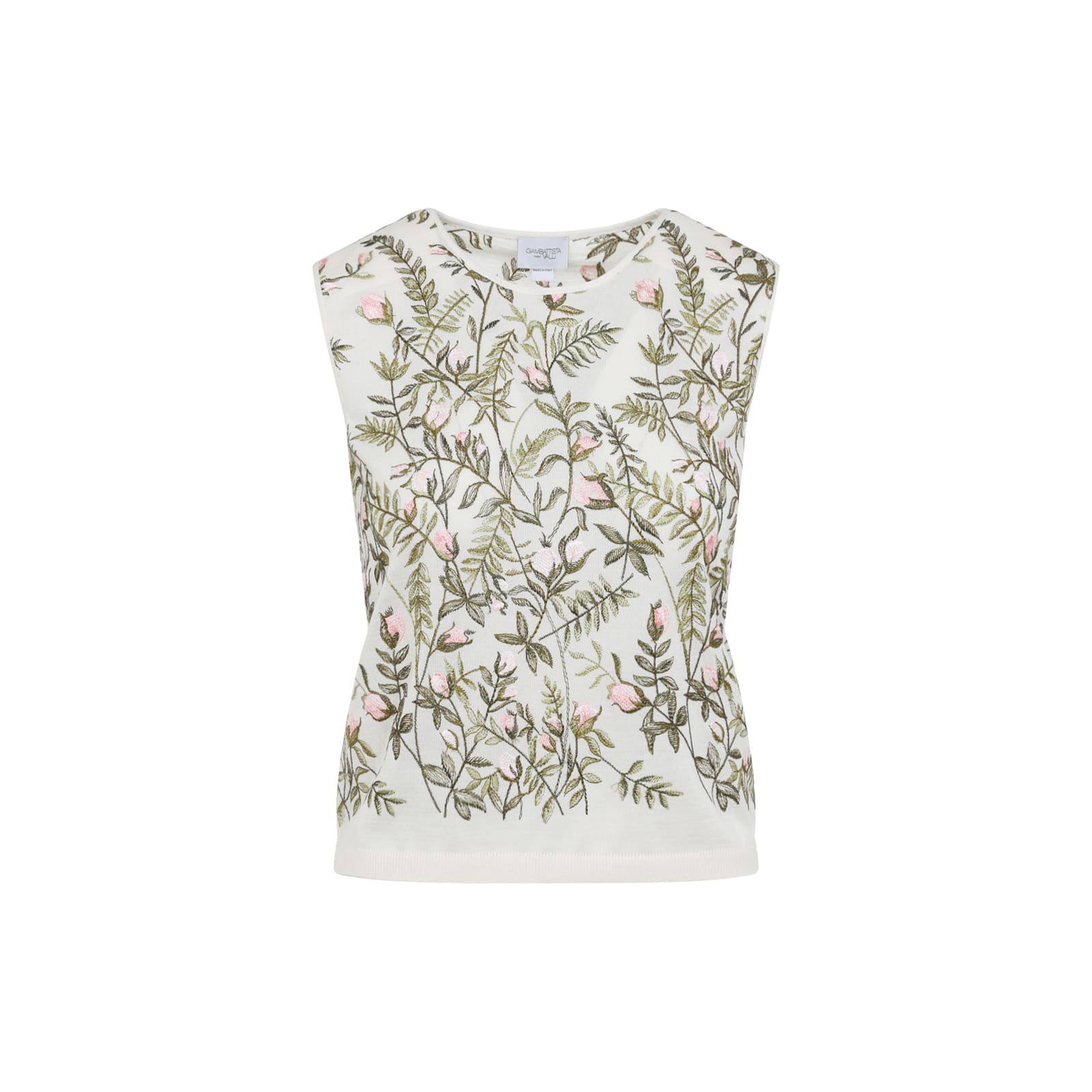 Giambattista Valli Floral-embroidered Cashmere And Silk Top In Multi
