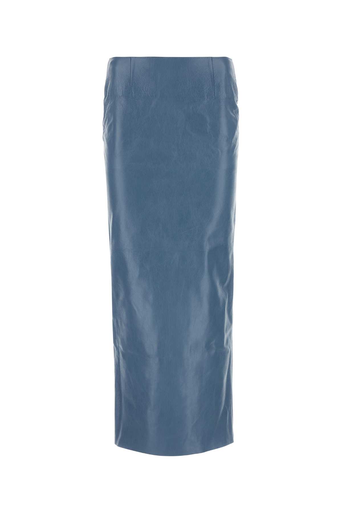 Cerulean Blue Leather Skirt