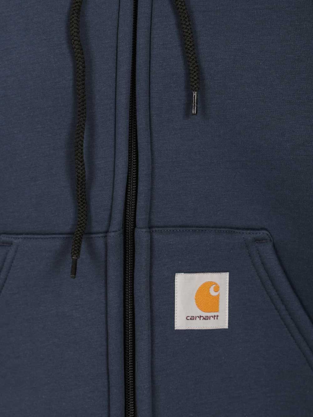 Carhartt Hooded Jacket In Heavy Cotton-polyester Blend With Square Label In Blue