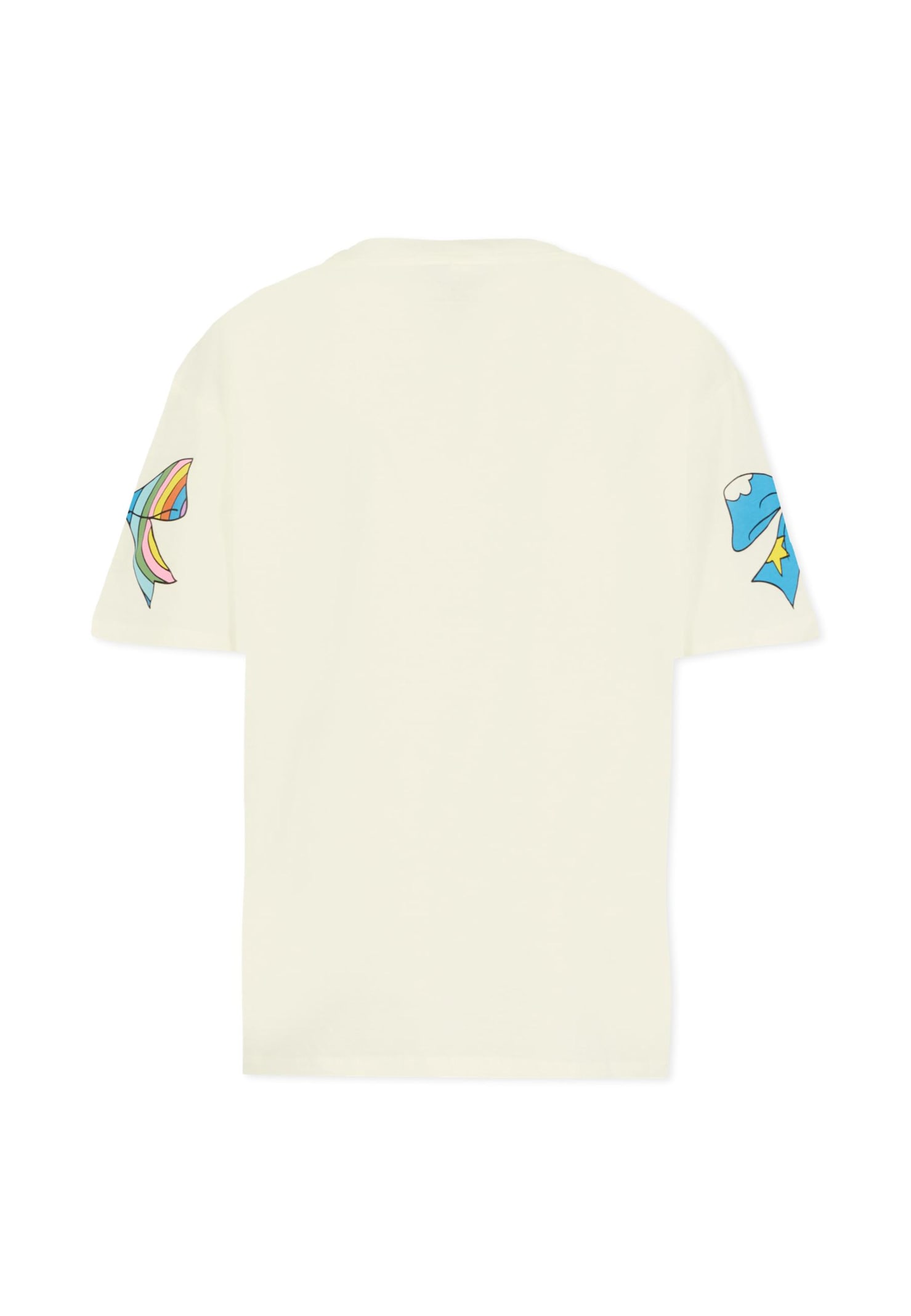 Stella Mccartney Ivory T-shirt For Girl With Bows In Multi
