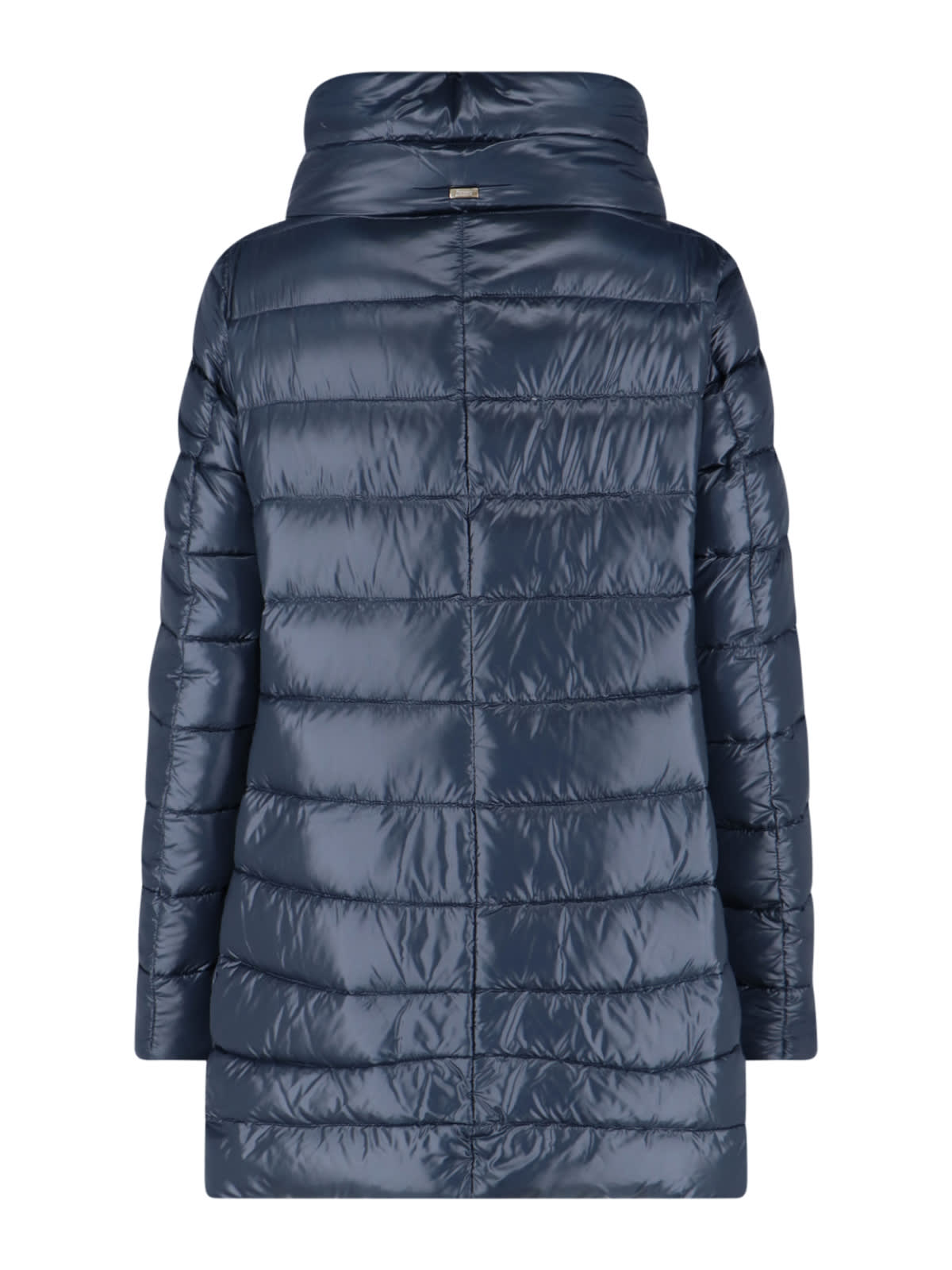 Herno High-collar Navy Quilted Nylon Coat In Blue