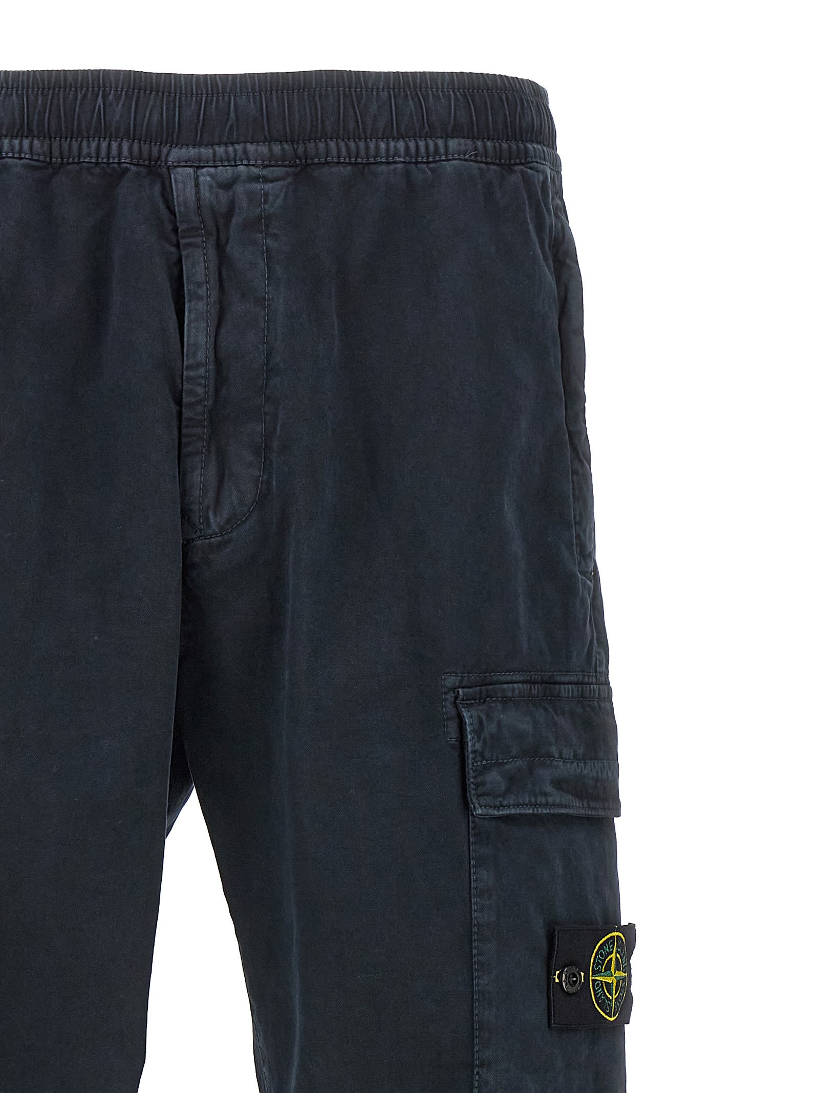 Shop Stone Island Logo Patch Cargo Pants In Blue