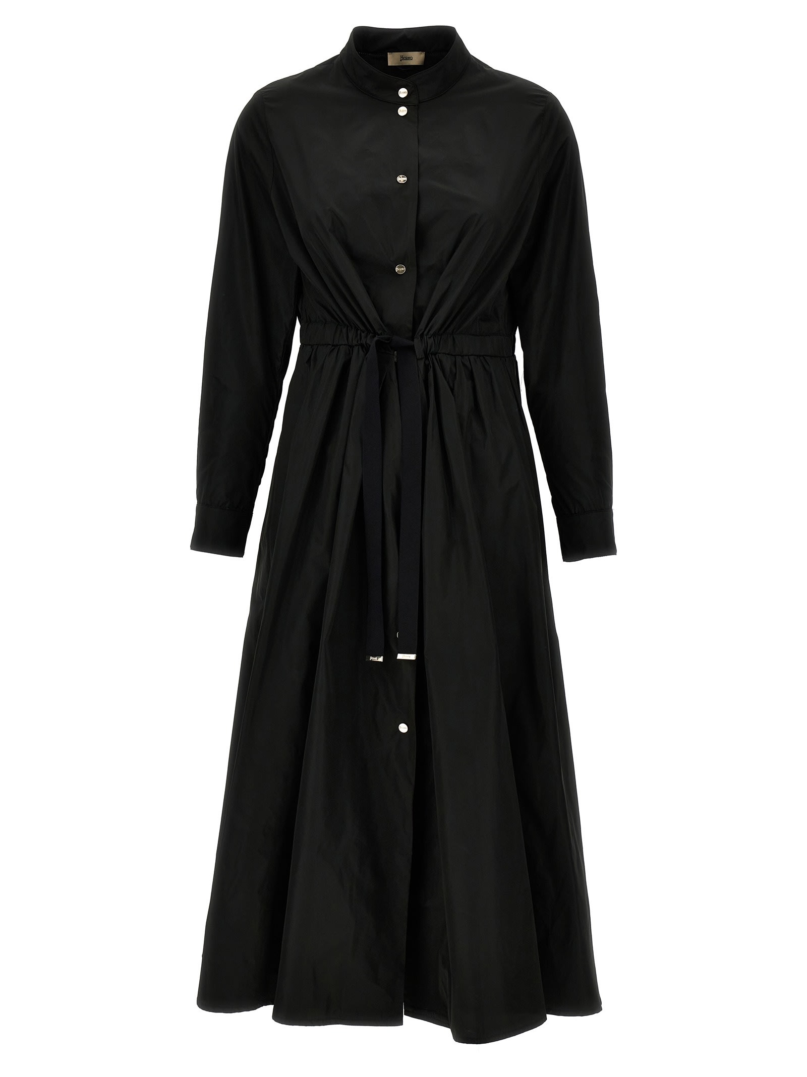 Herno Long Nylon Dress In Black